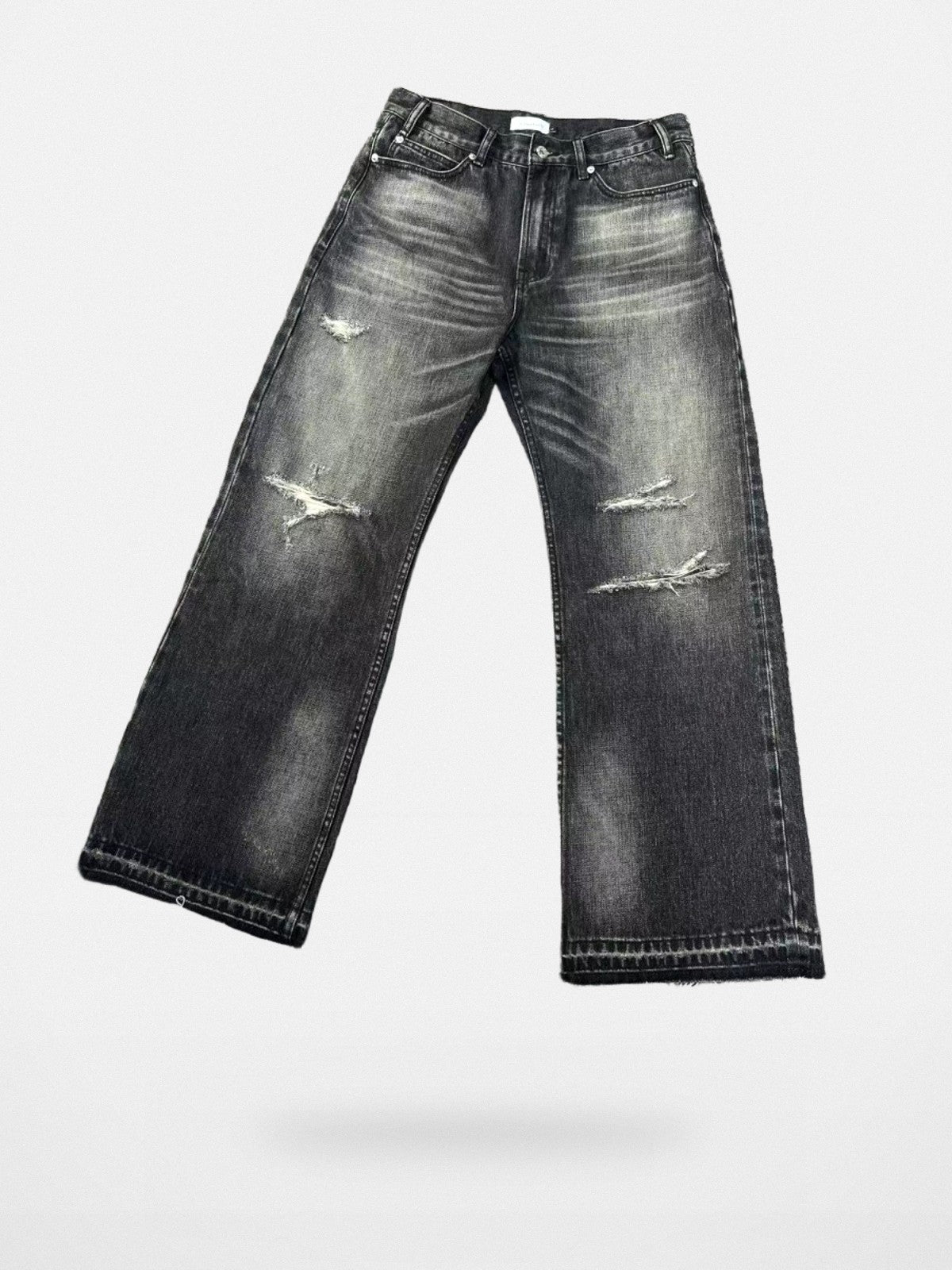 AFterTaste Distressed Fringed Selvedge Jeans in Yellow