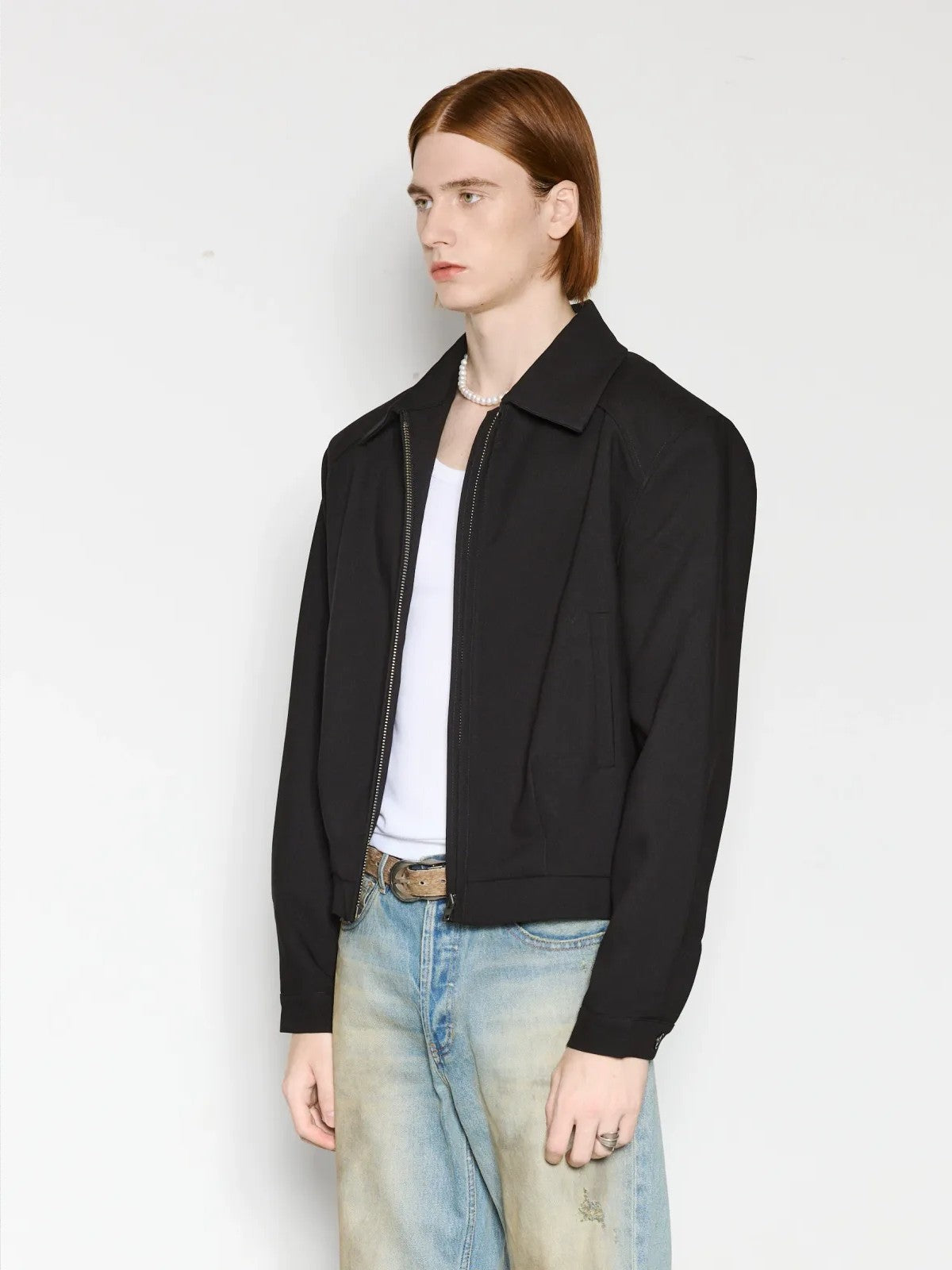 AFterTaste Cropped Anti Wrinkle Zip Jacket in Black - On Model