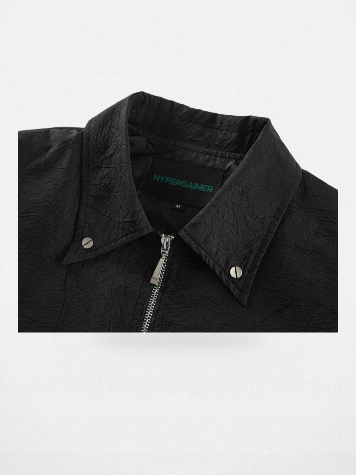 Y OFFICIAL Structural Nylon Zip Shirt in Black - Detail