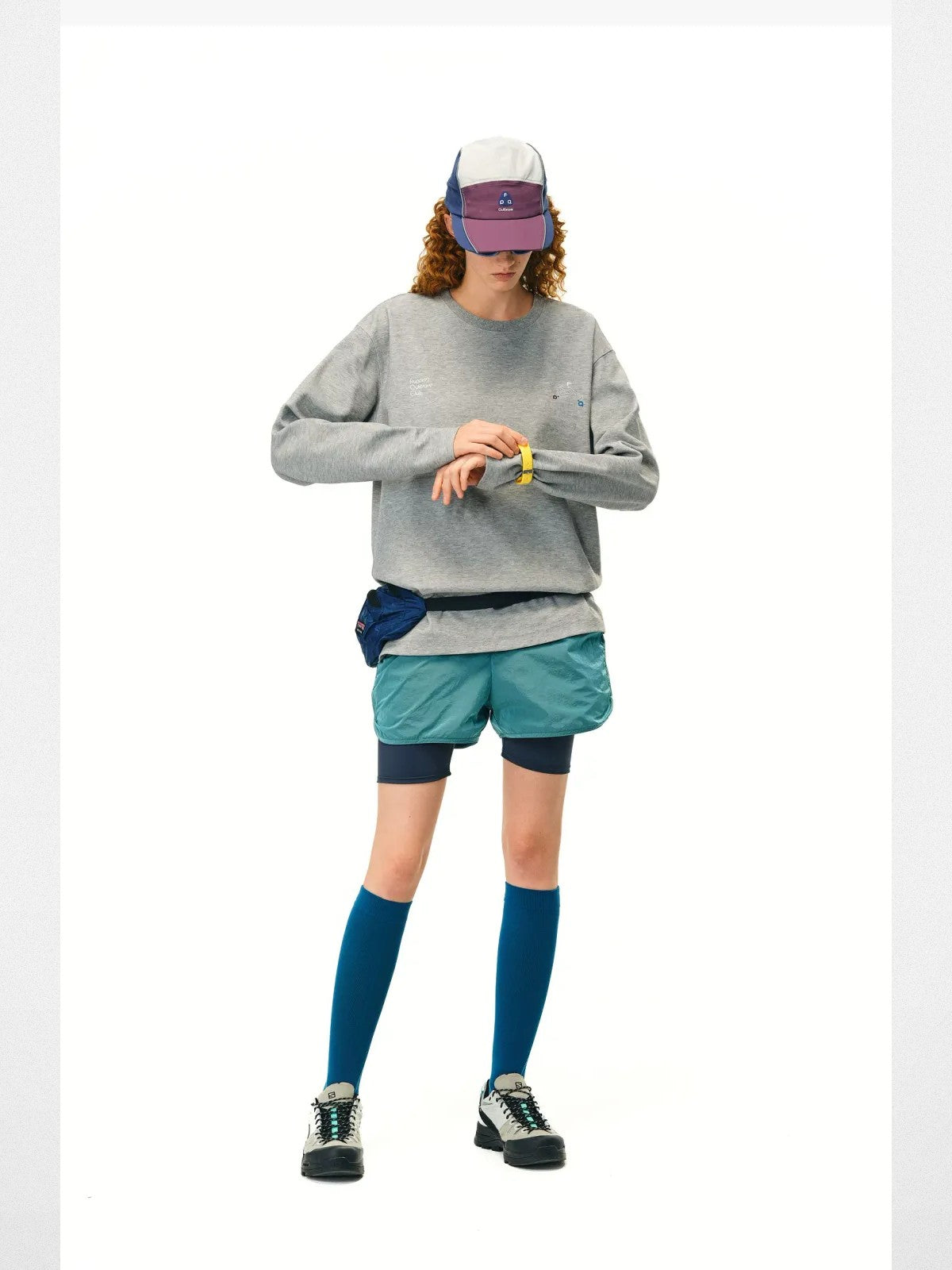 FPA Heavyweight Graphic Long Sleeve Tee in Gray - On Model