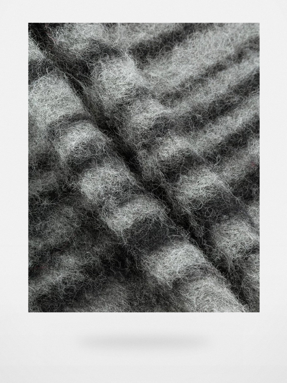 ACSENSE STUDIO Striped Brushed Mohair Blend Cardigan in Gray - Detail