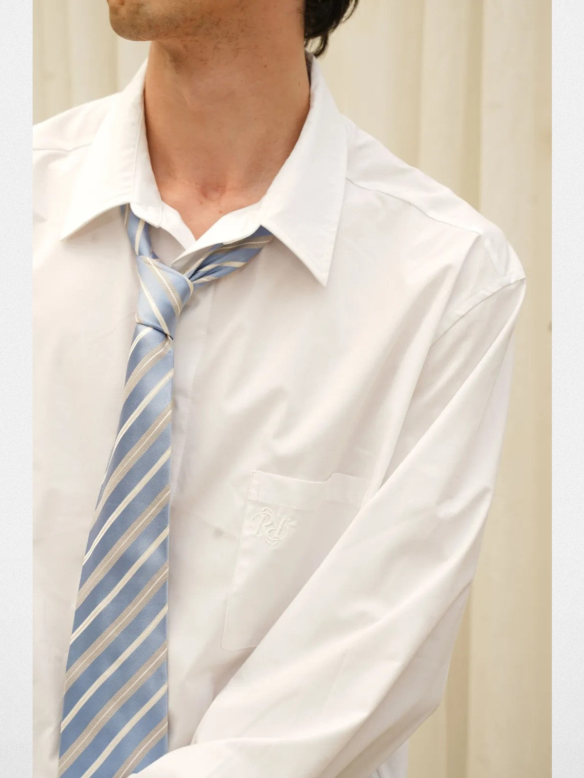 Retro 21 Bamboo Rayon Drop Shoulder Shirt in White - On Model