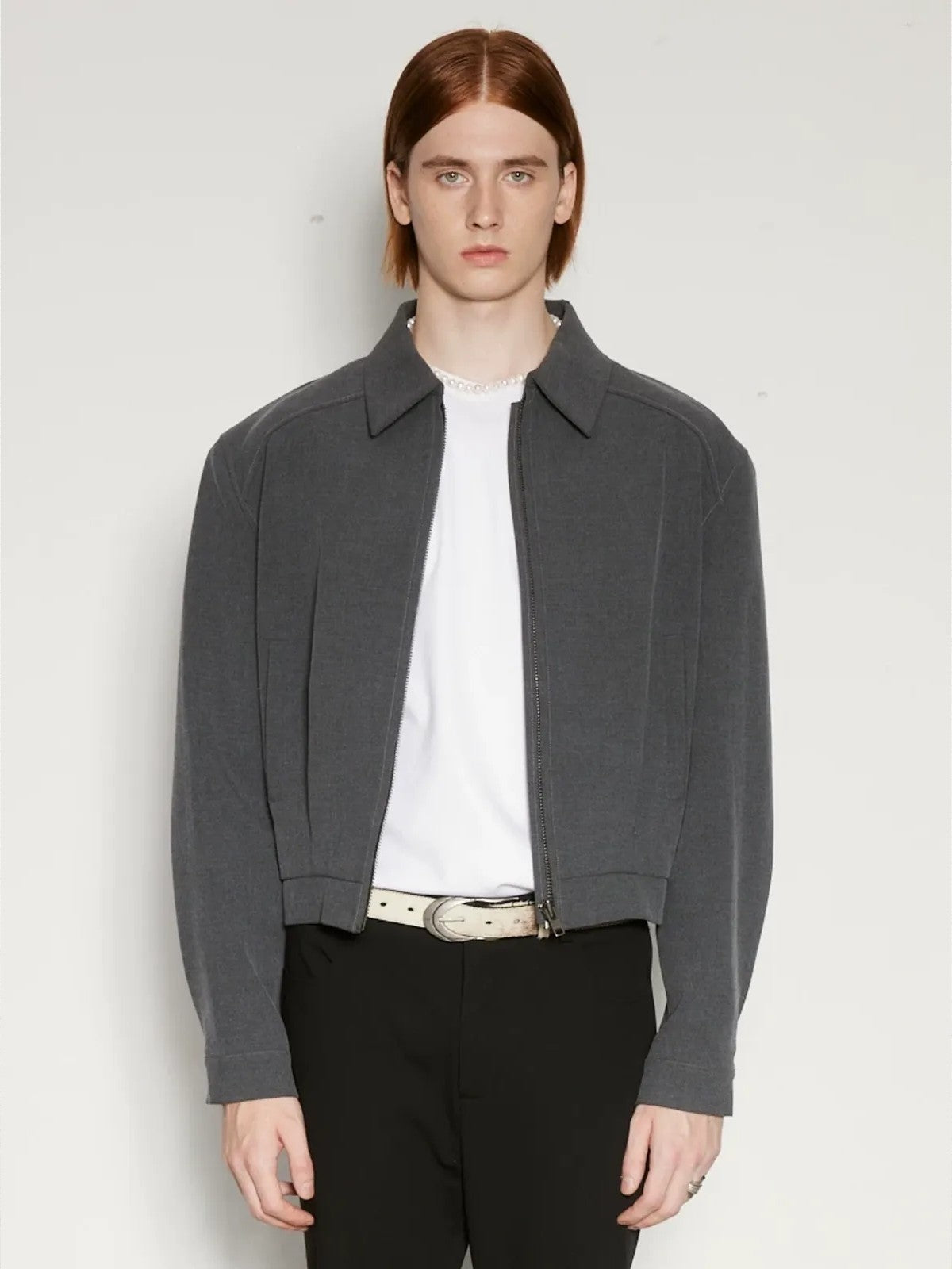 AFterTaste Cropped Anti Wrinkle Zip Jacket in Olive - On Model