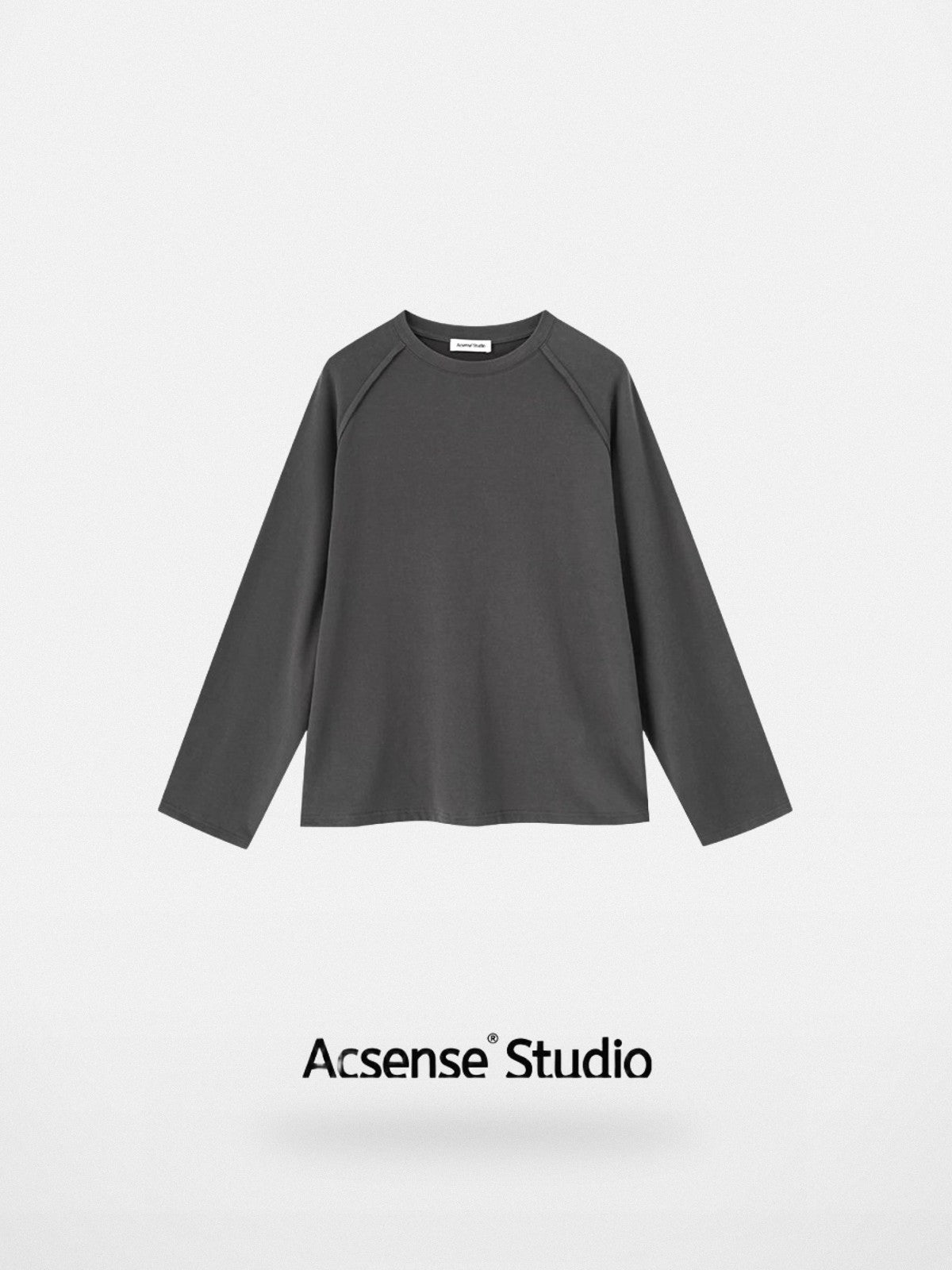 ACSENSE STUDIO Raw Edge Plush Long Sleeve in Gray
