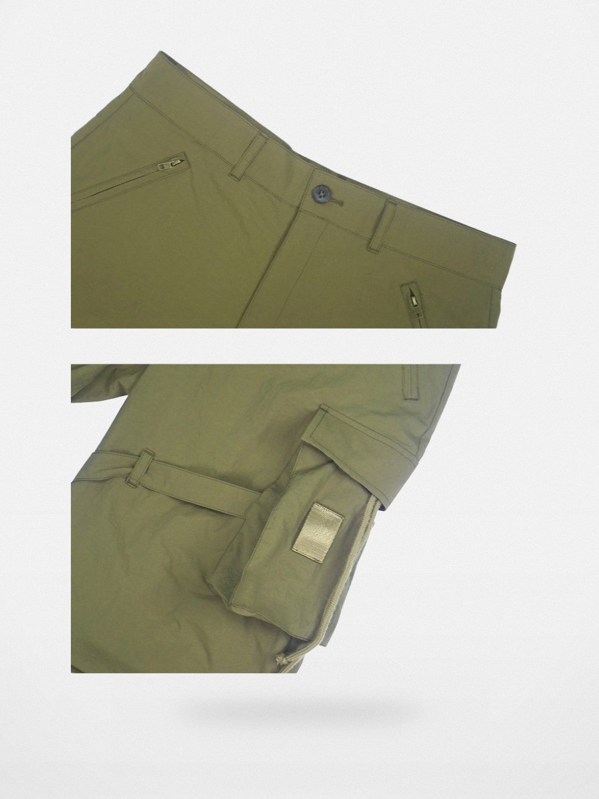SOD Online Store Detachable Strap Nylon Parachute Pants in Green - Detail
