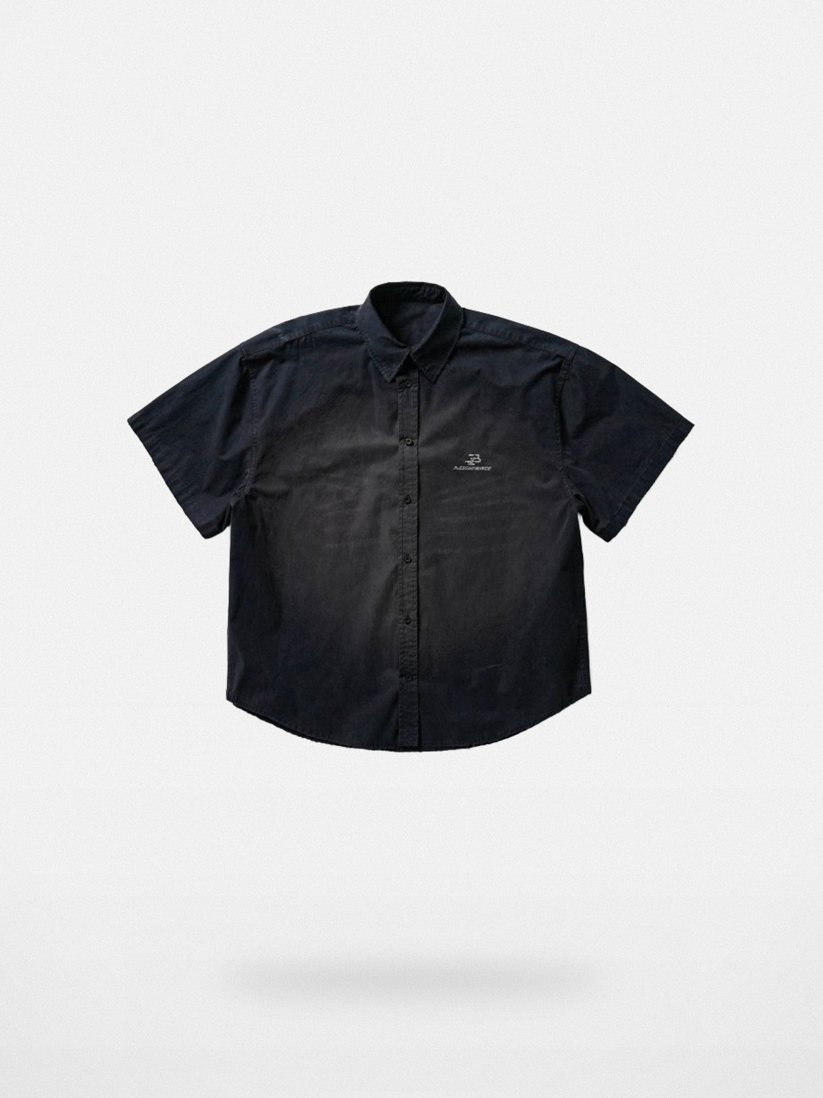 MASONPRINCE Distressed Cotton Short Sleeve Shirt in Black