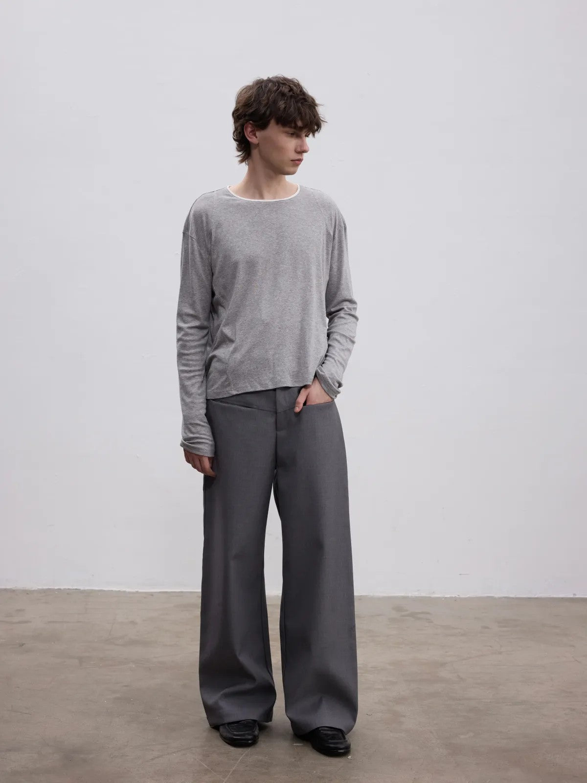 AFterTaste Composite A Line Trousers in Gray - On Model