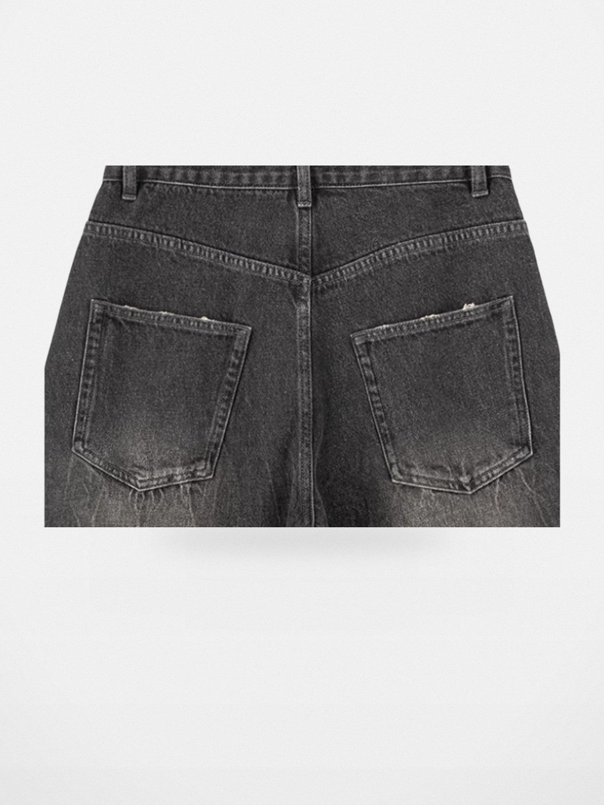 ACSENSE STUDIO Hand Rubbed Wide Leg Jeans in Gray - Detail