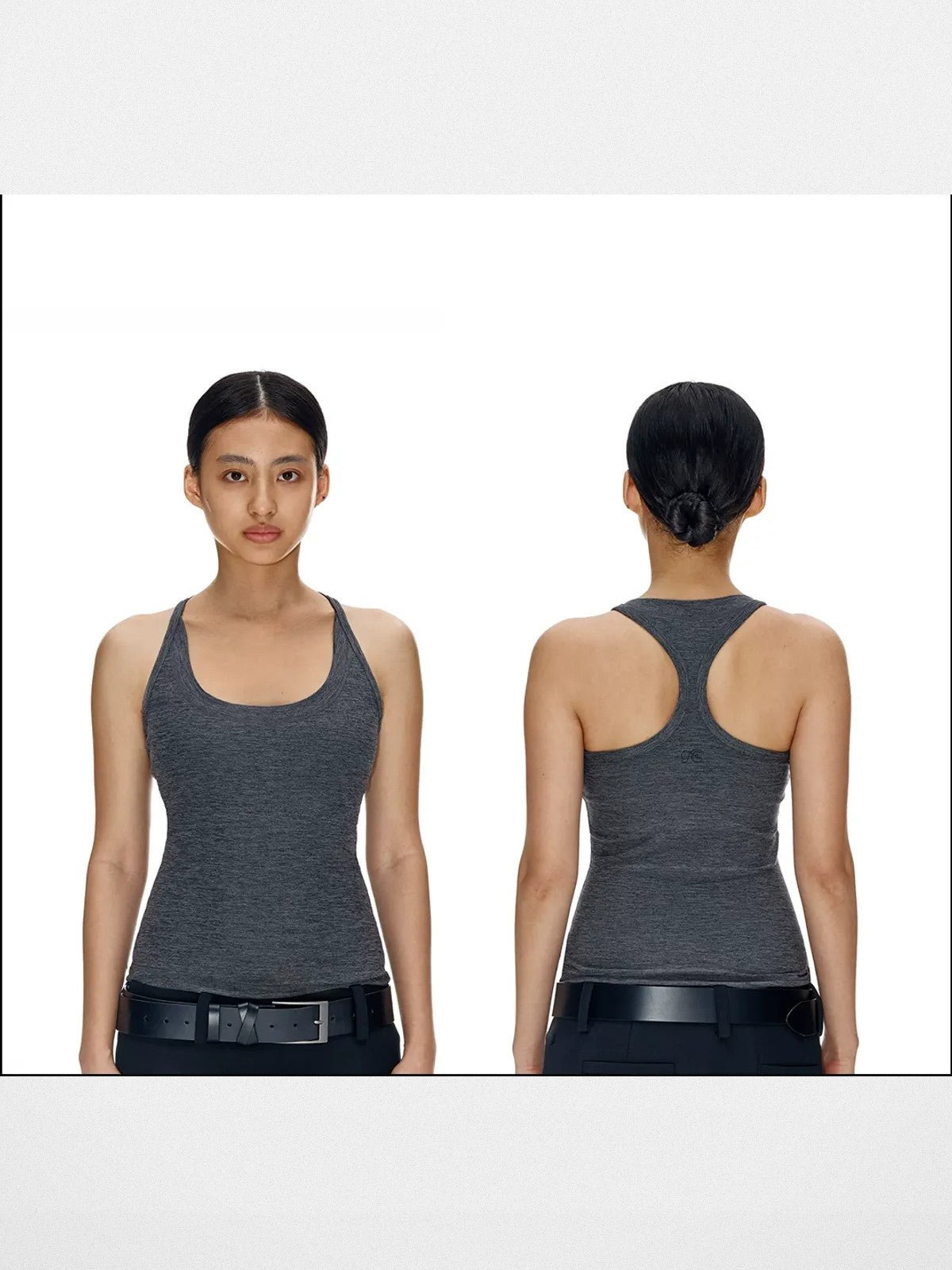 FaxCopyExpress Longline U Cut Racer Tank in Gray - On Model