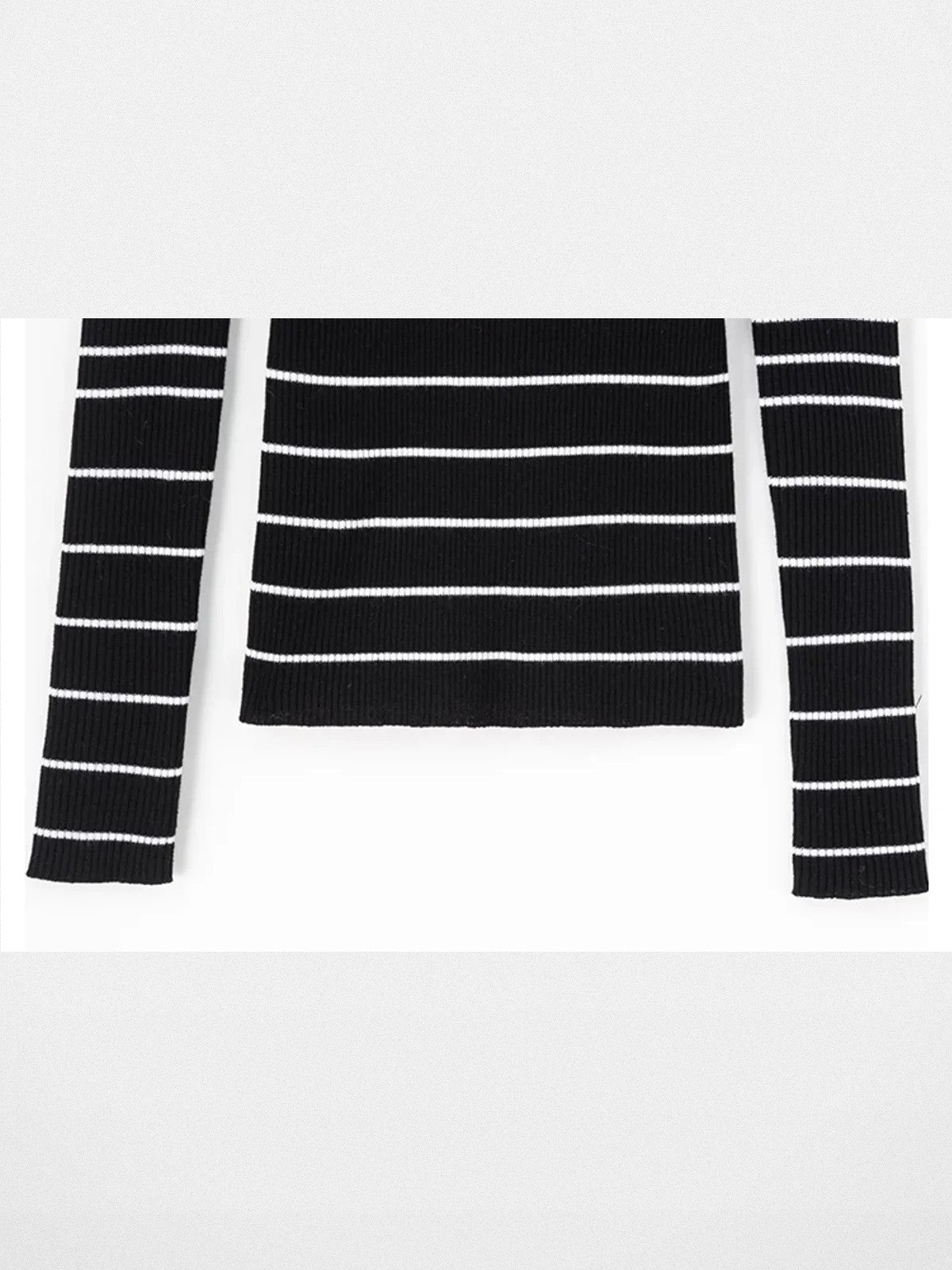 ACSENSE STUDIO Striped Wool Knit Bolero Top Set in Black - Detail