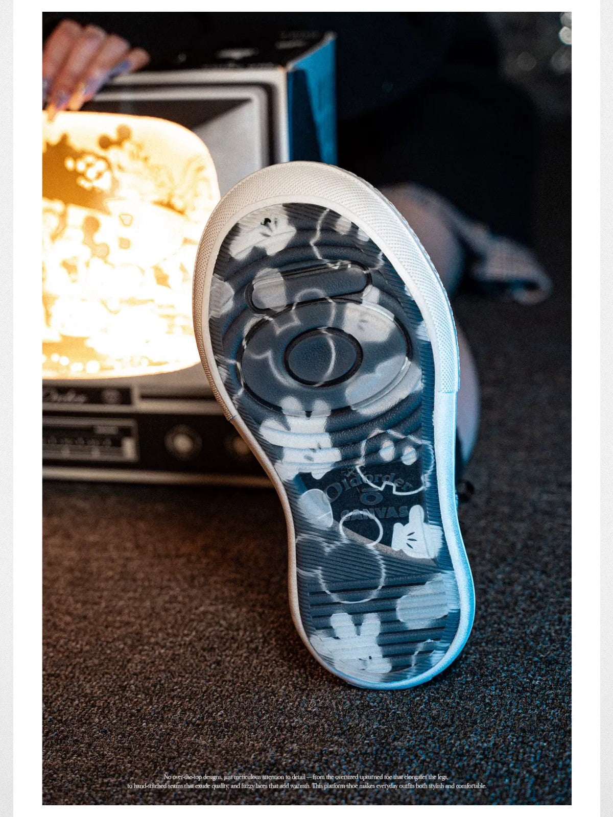 OLDORDER Mickey Mouse Chunky Platform Sneakers in Black - On Model