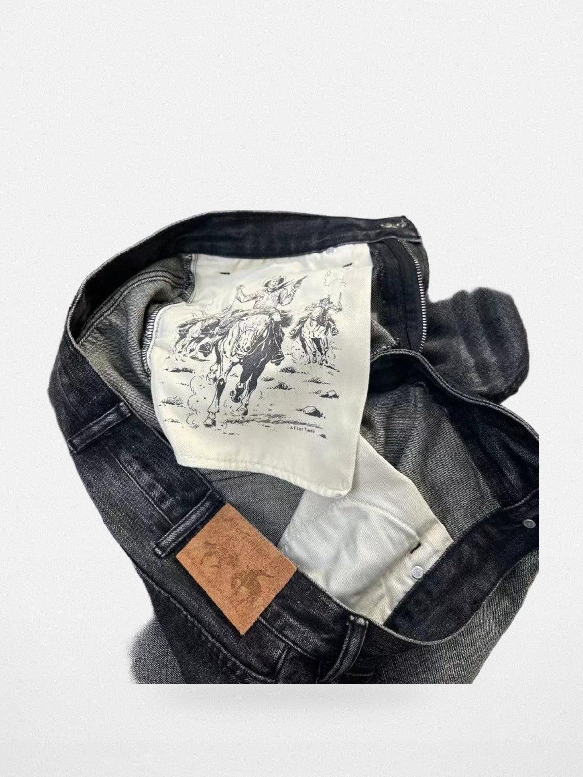 AFterTaste Distressed Fringed Selvedge Jeans in Yellow - Detail