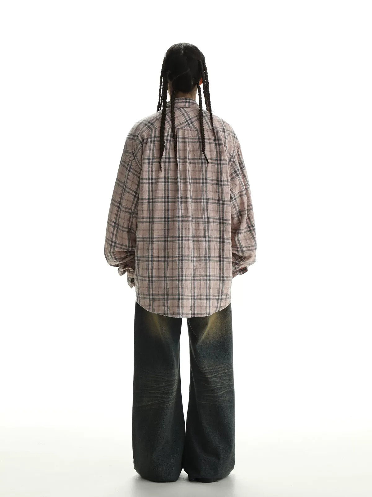 MASONPRINCE 3D Pocket Plaid Shirt in Beige - On Model