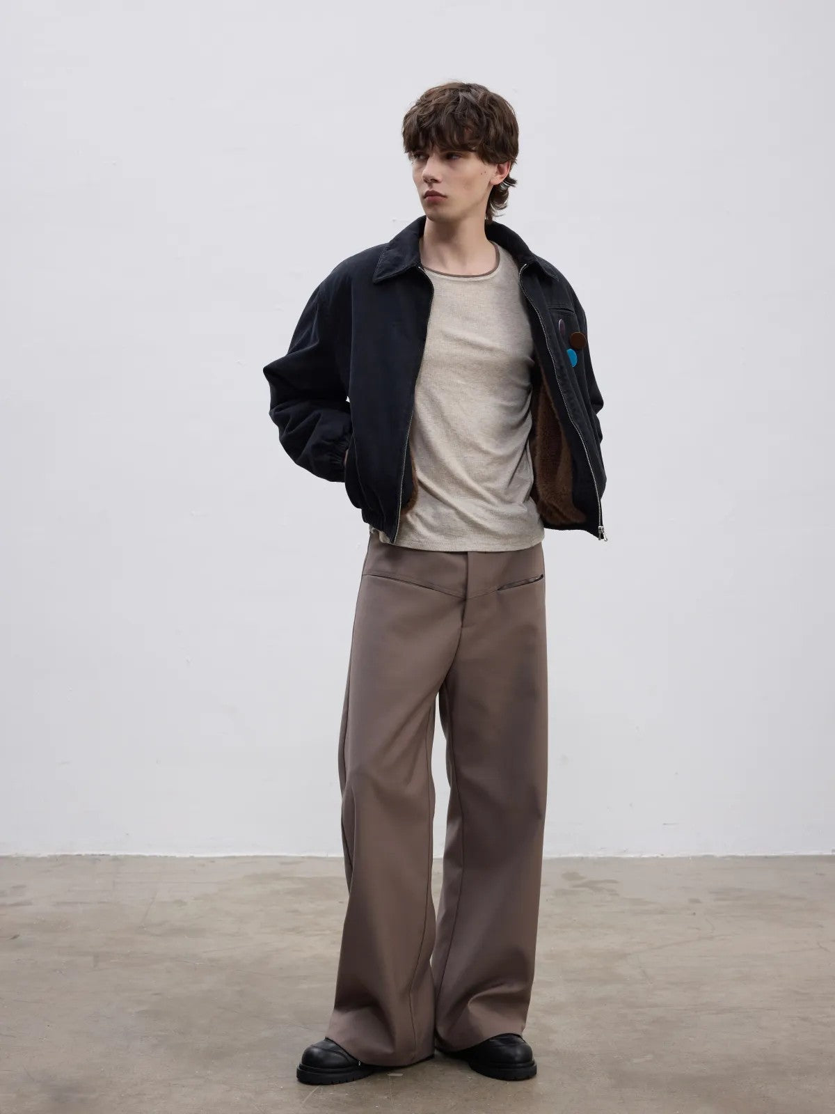 AFterTaste Composite A Line Trousers in Olive - On Model