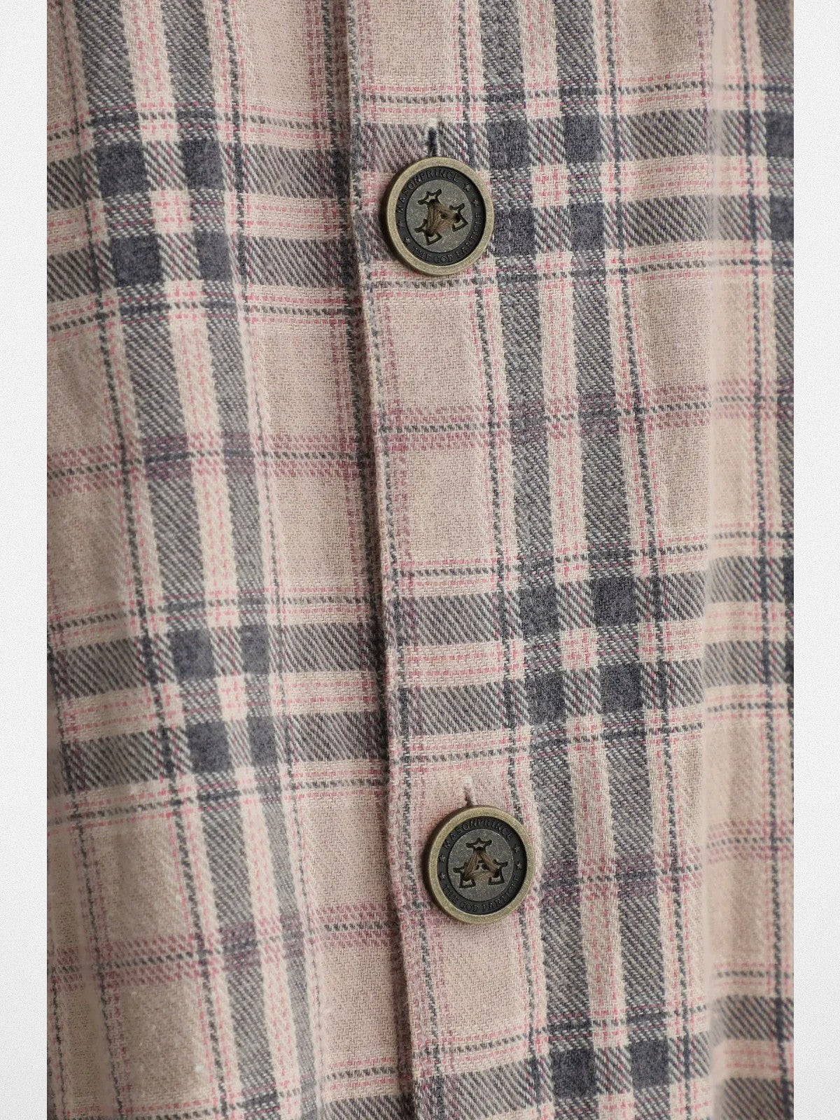 MASONPRINCE 3D Pocket Plaid Shirt in Beige - Detail
