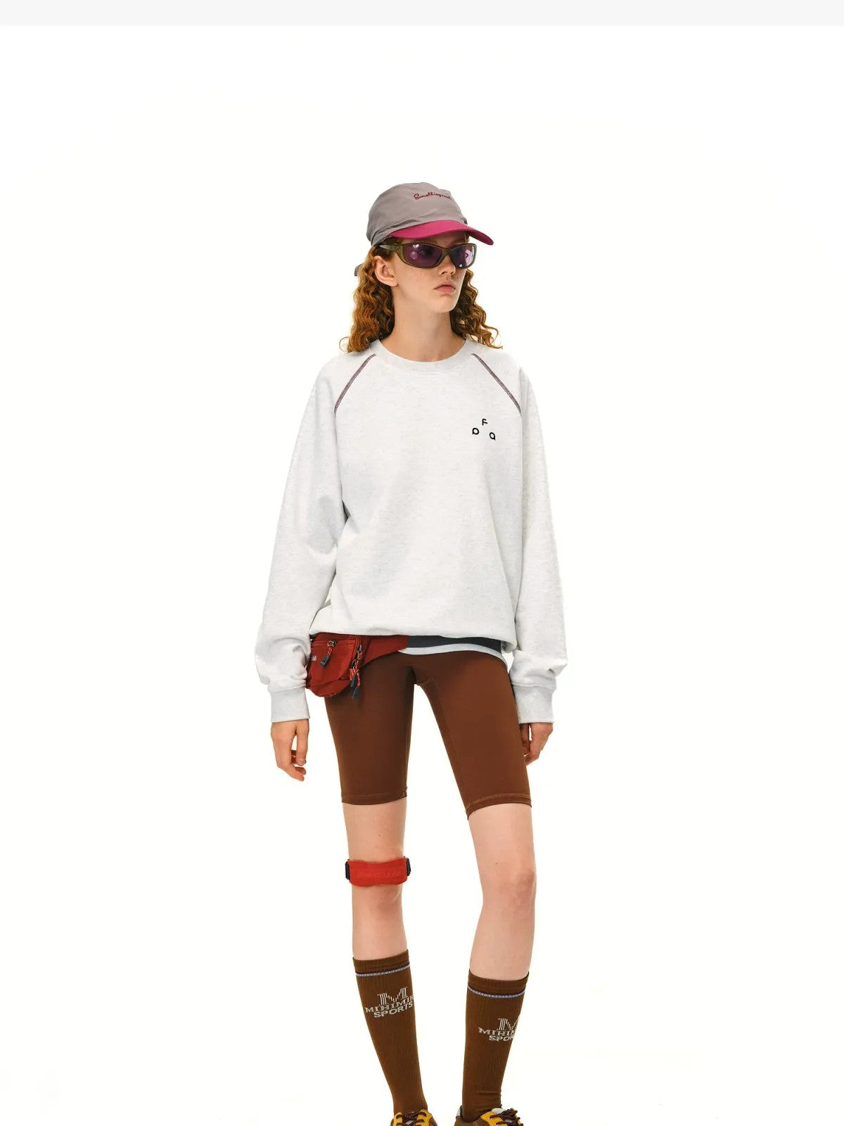 FPA Heavyweight Raglan Crewneck in Gray - On Model