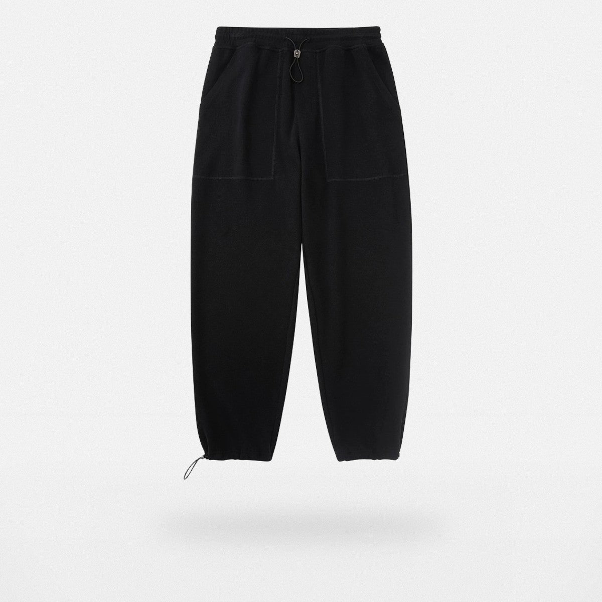 NANS Plush Textured Wide Leg Track Pants in Black
