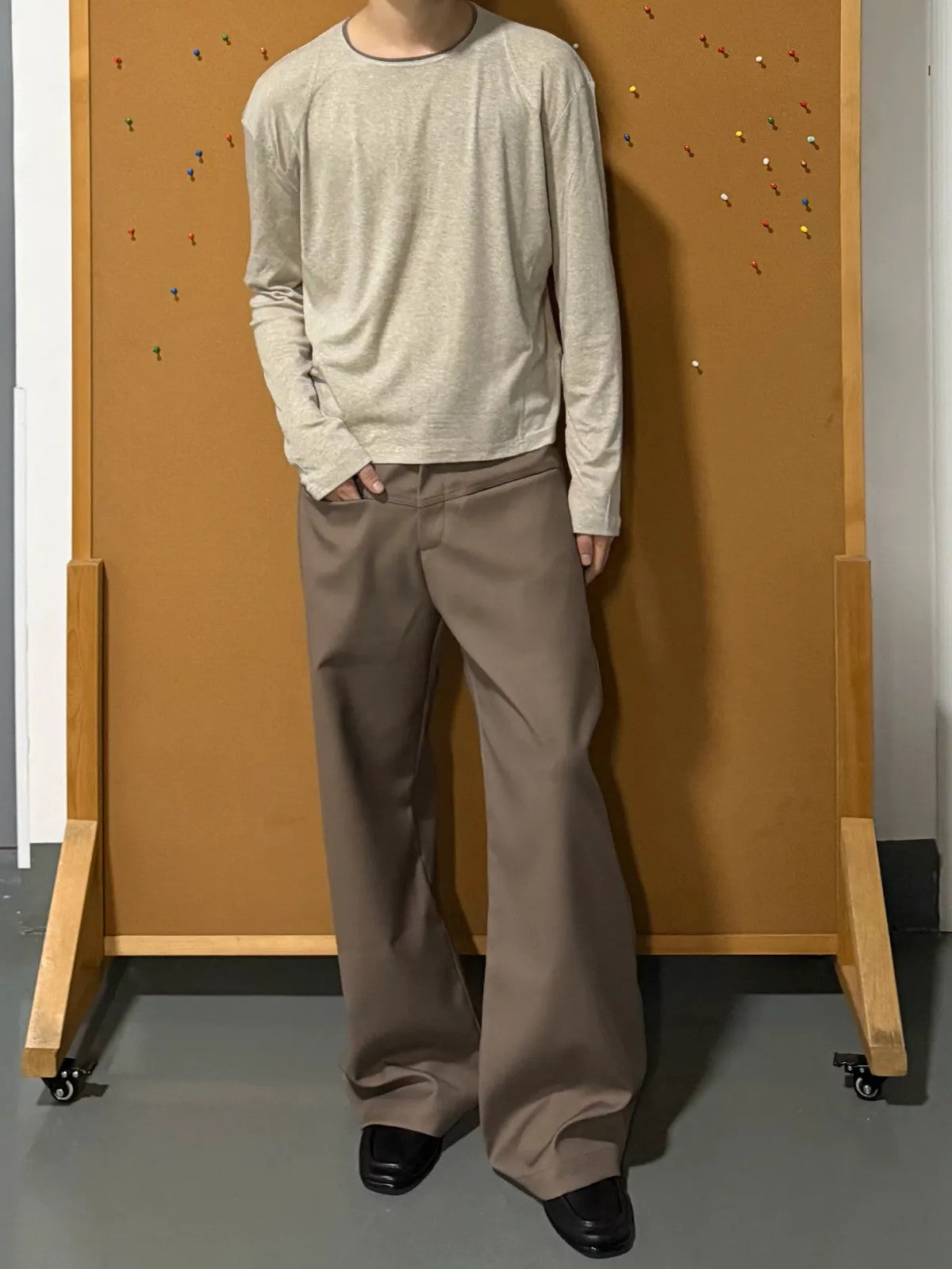 AFterTaste Composite A Line Trousers in Olive - On Model