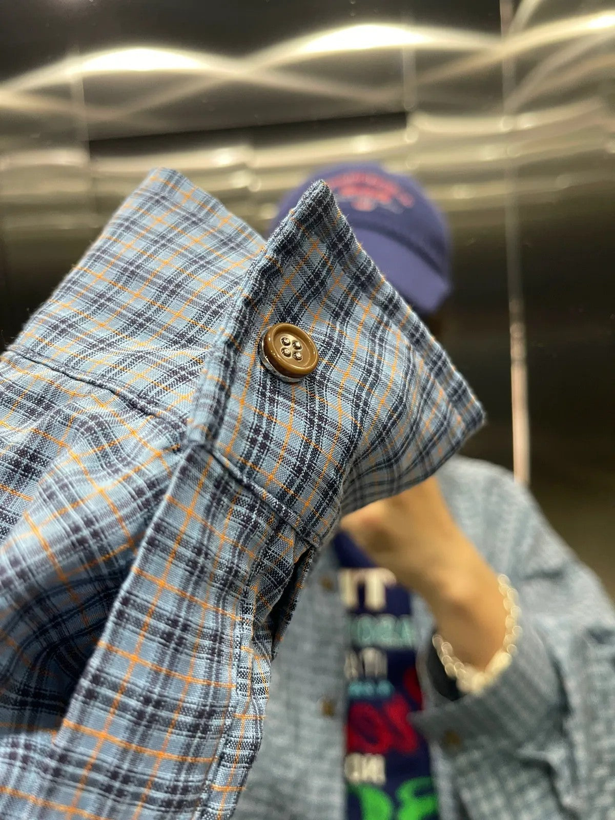 MASONPRINCE Oversized Plaid Shirt in Blue - On Model
