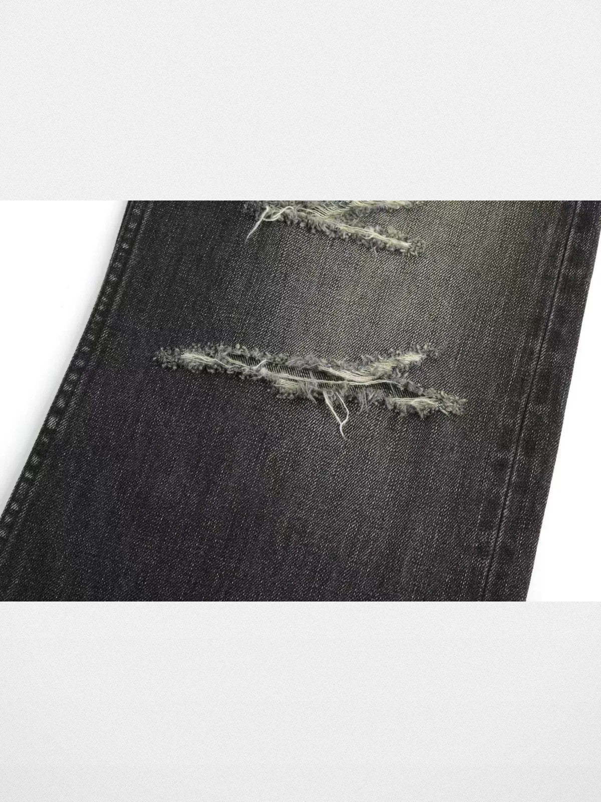 AFterTaste Distressed Fringed Selvedge Jeans in Yellow - Detail