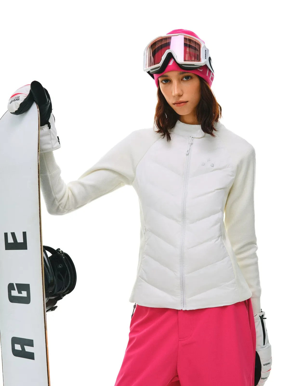 FPA Knit Sleeve Puffer Jacket in White - On Model