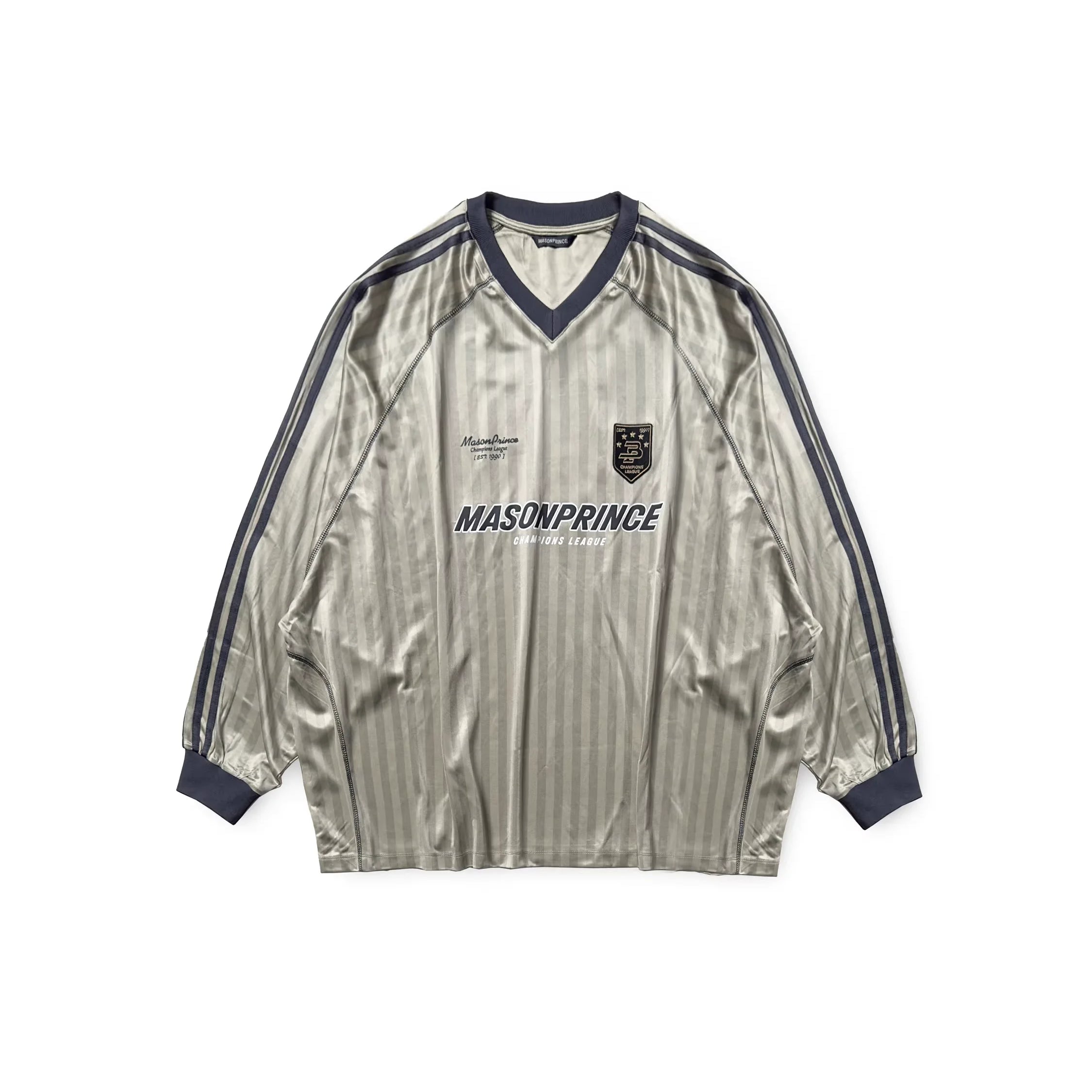 MASONPRINCE Retro 90s Striped V-Neck Long Sleeve Jersey