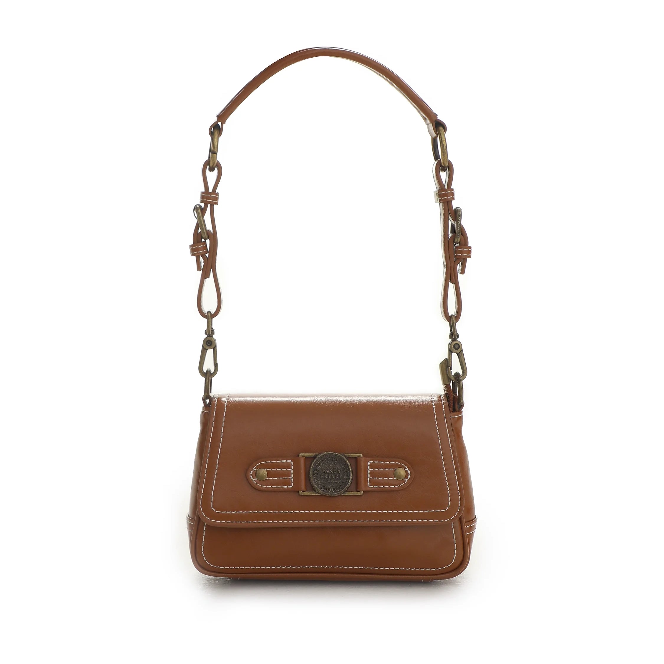 MASONPRINCE Oil Wax Leather Crossbody Shoulder Bag with Metal Accents