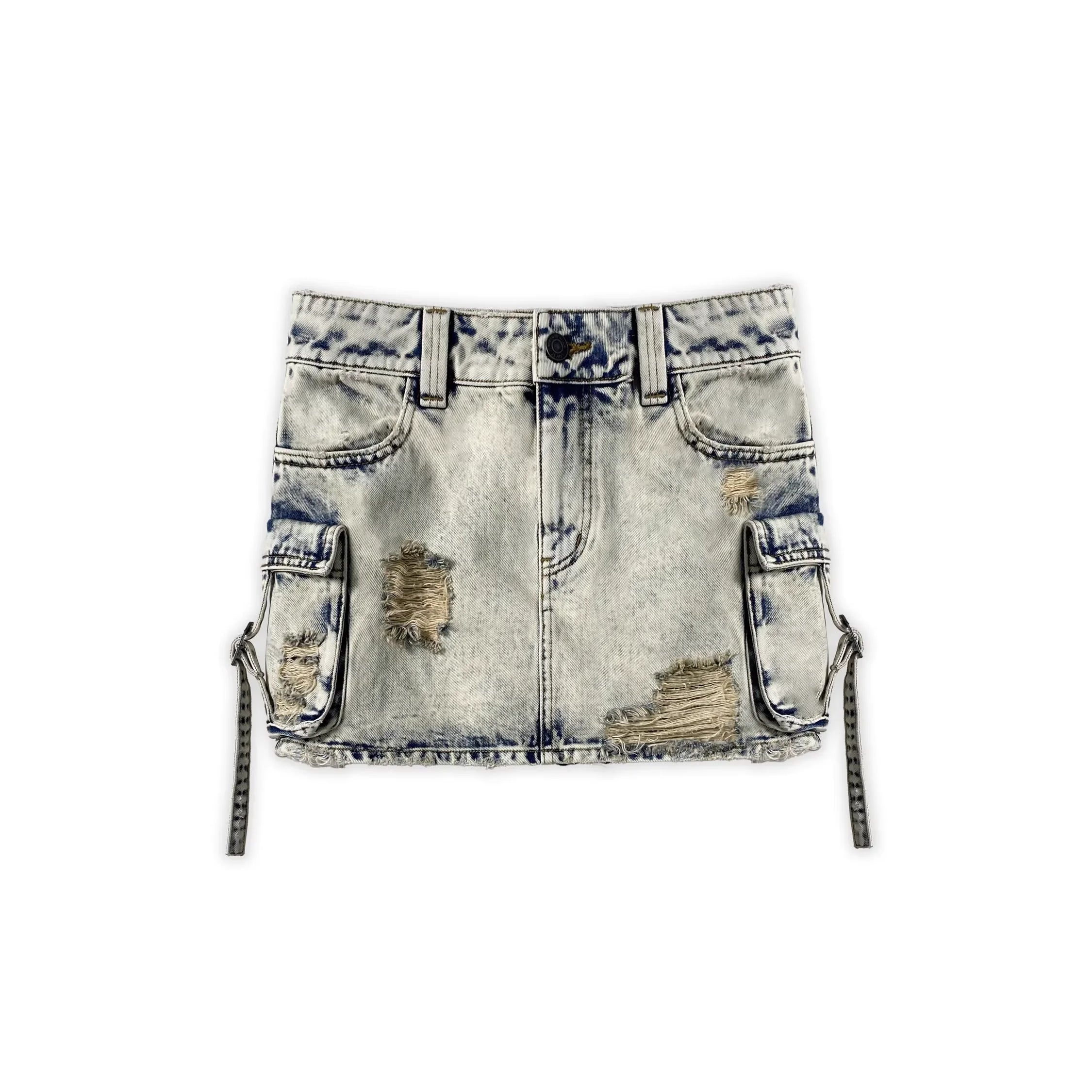 MASONPRINCE Women's Distressed Denim Cropped Jacket and Mini Skirt Set