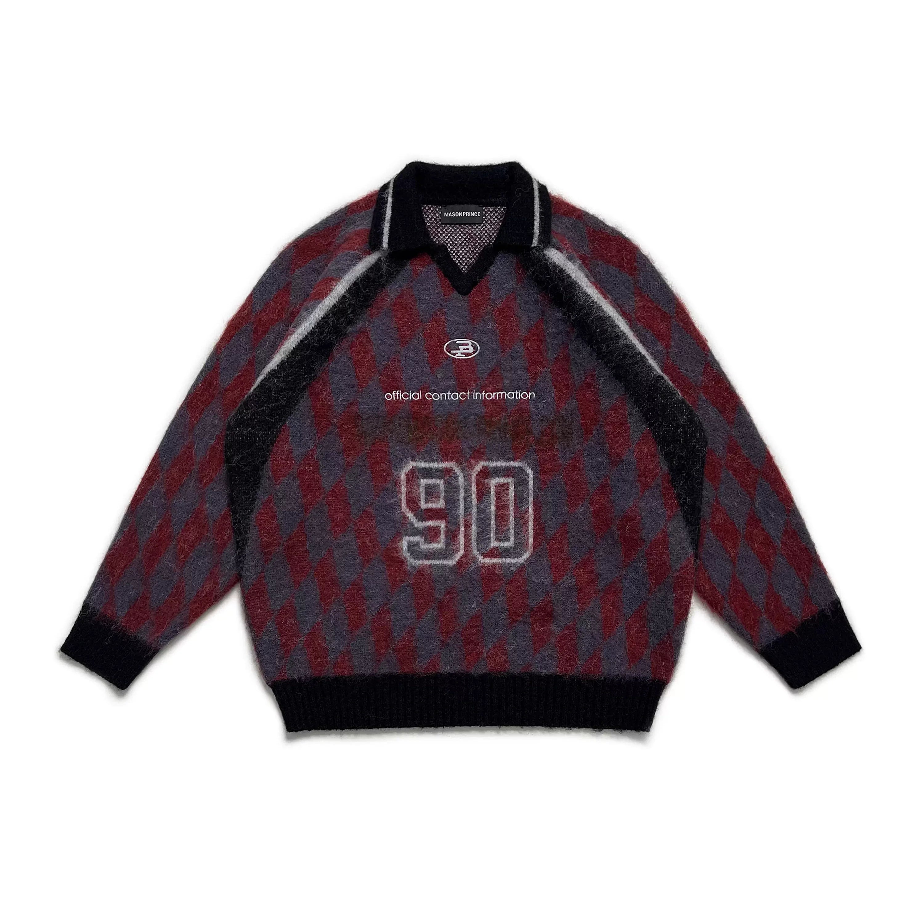 MASONPRINCE 90s Retro Argyle Polo Sweater Vest for Men