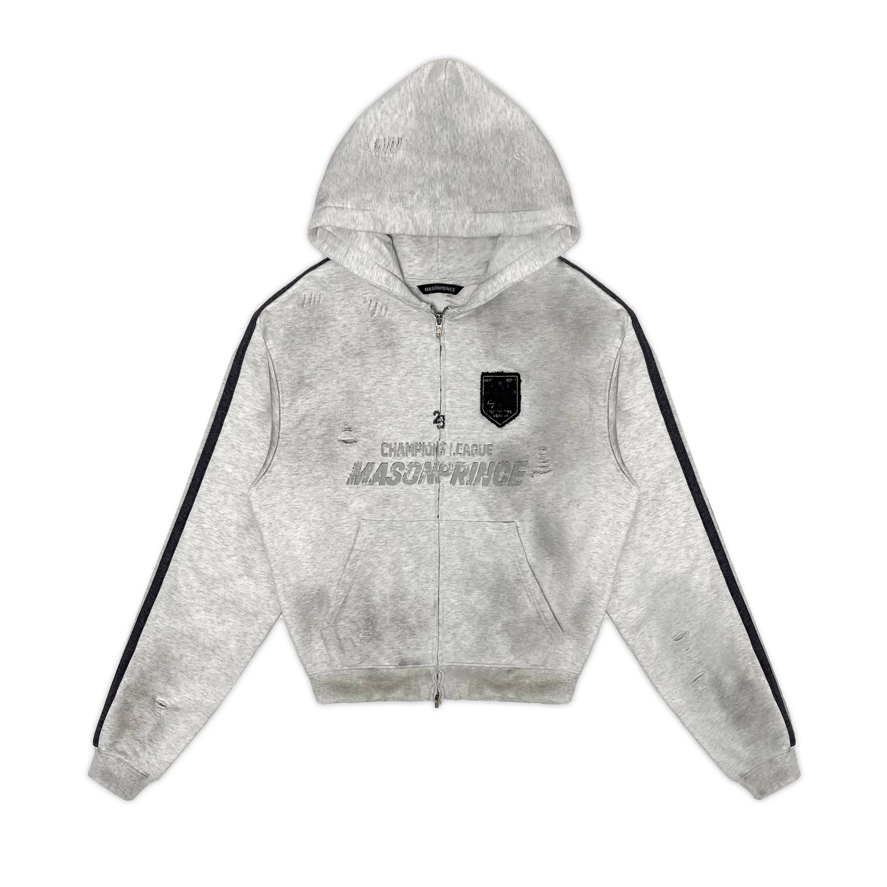 MASONPRINCE Vintage Distressed Double-Zip Multi-Fit Hoodie Cardigan