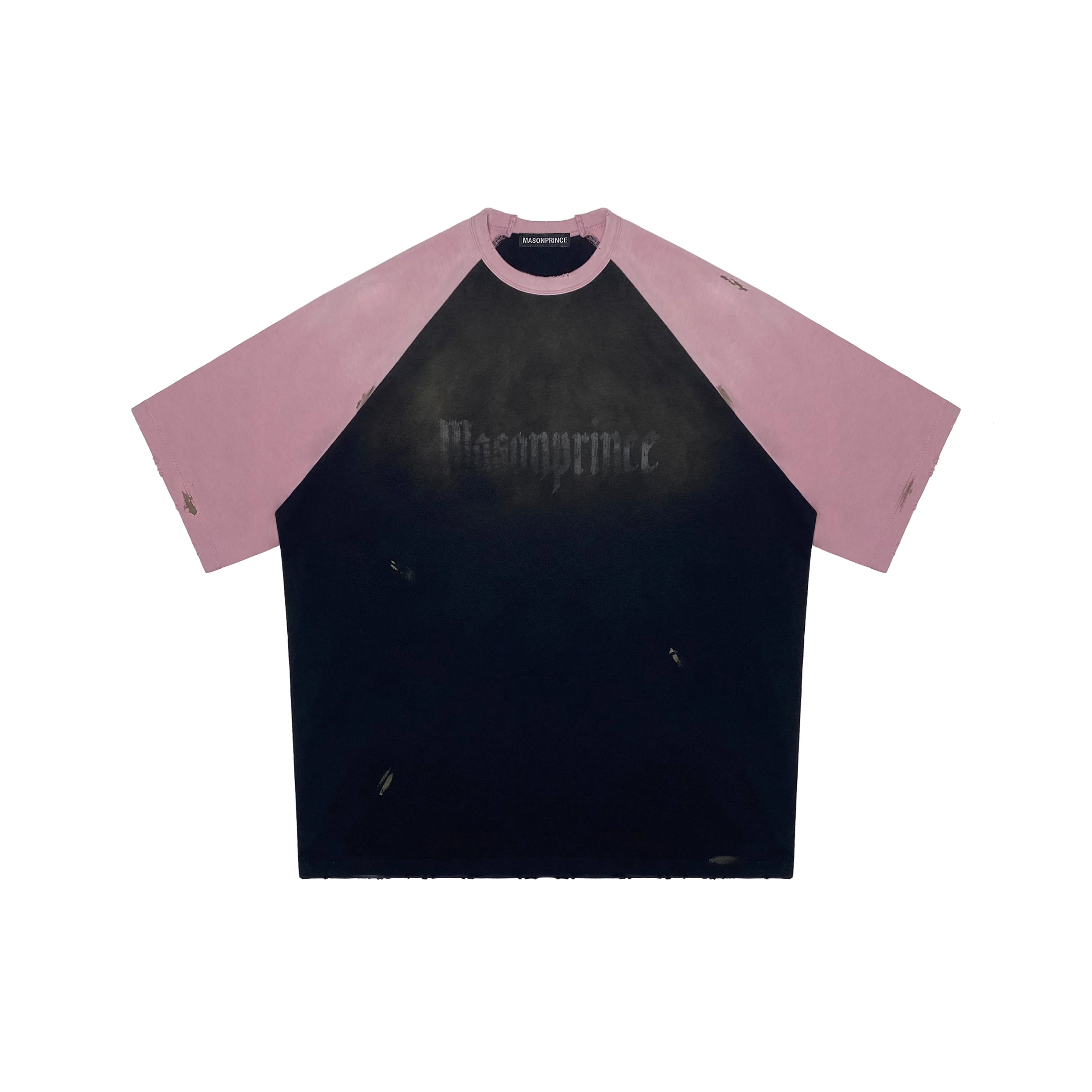 MASONPRINCE Men's Colorblock Distressed Raglan Sleeve T-Shirt