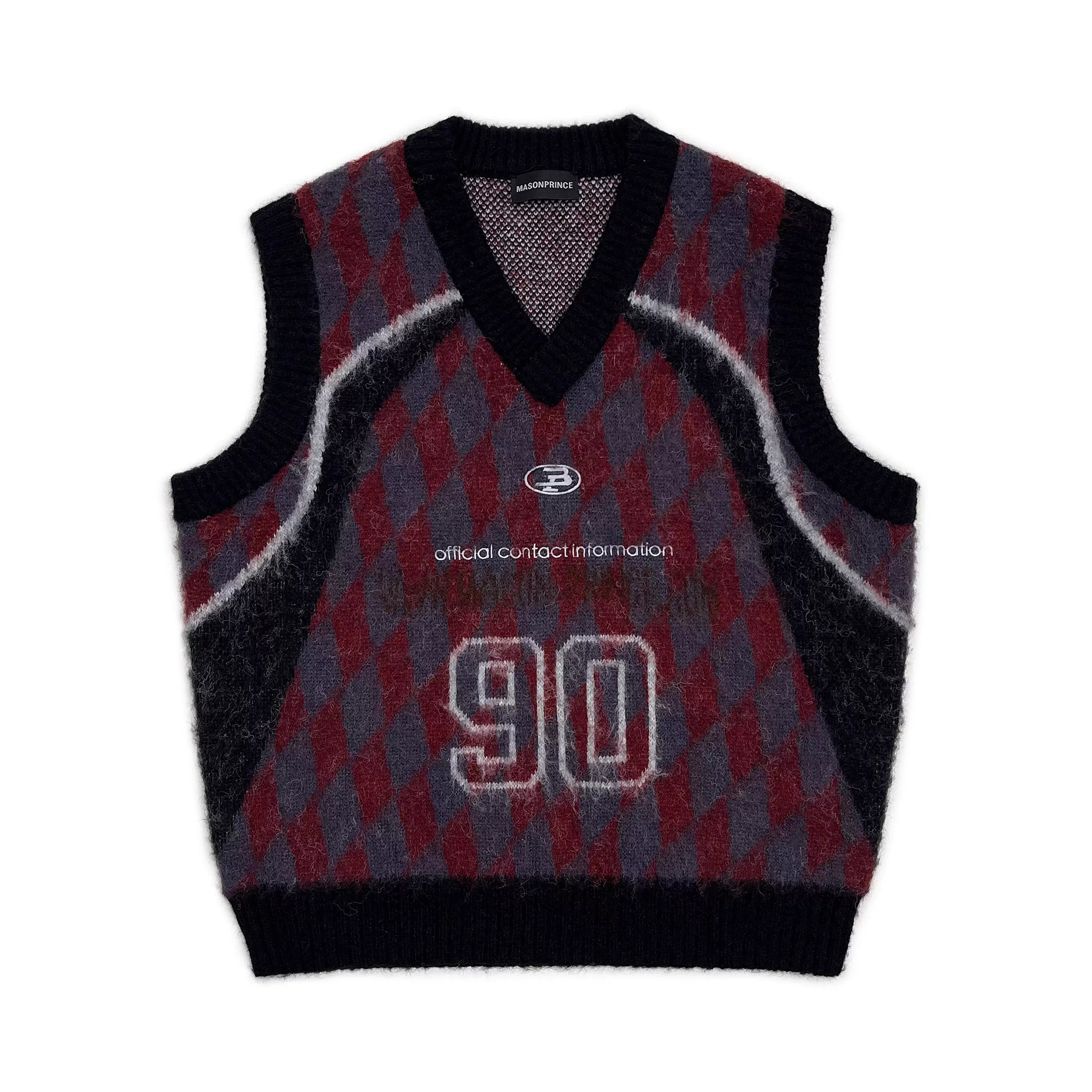 MASONPRINCE 90s Retro Argyle Polo Sweater Vest for Men