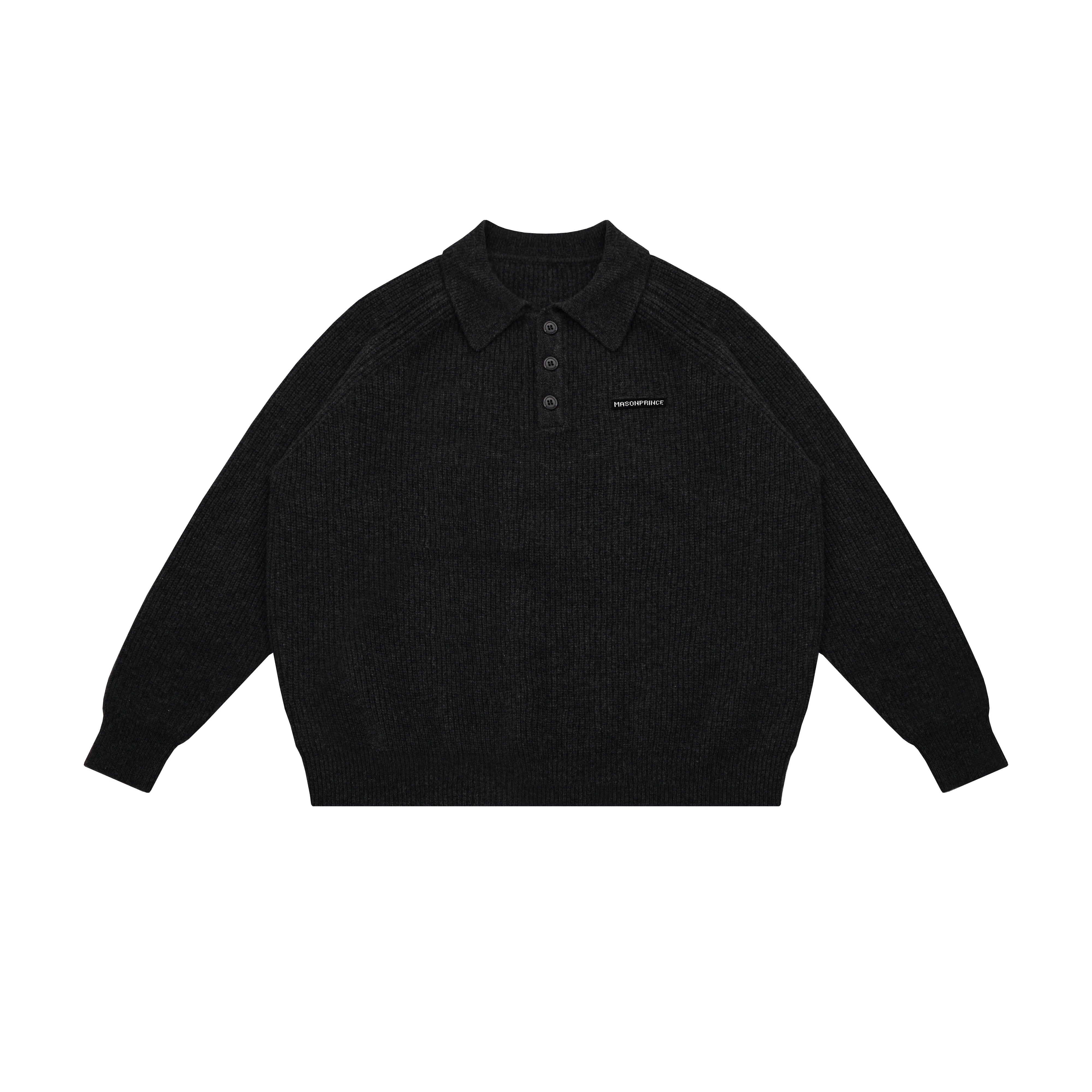 MASONPRINCE Textured Wool Knit Polo Sweater