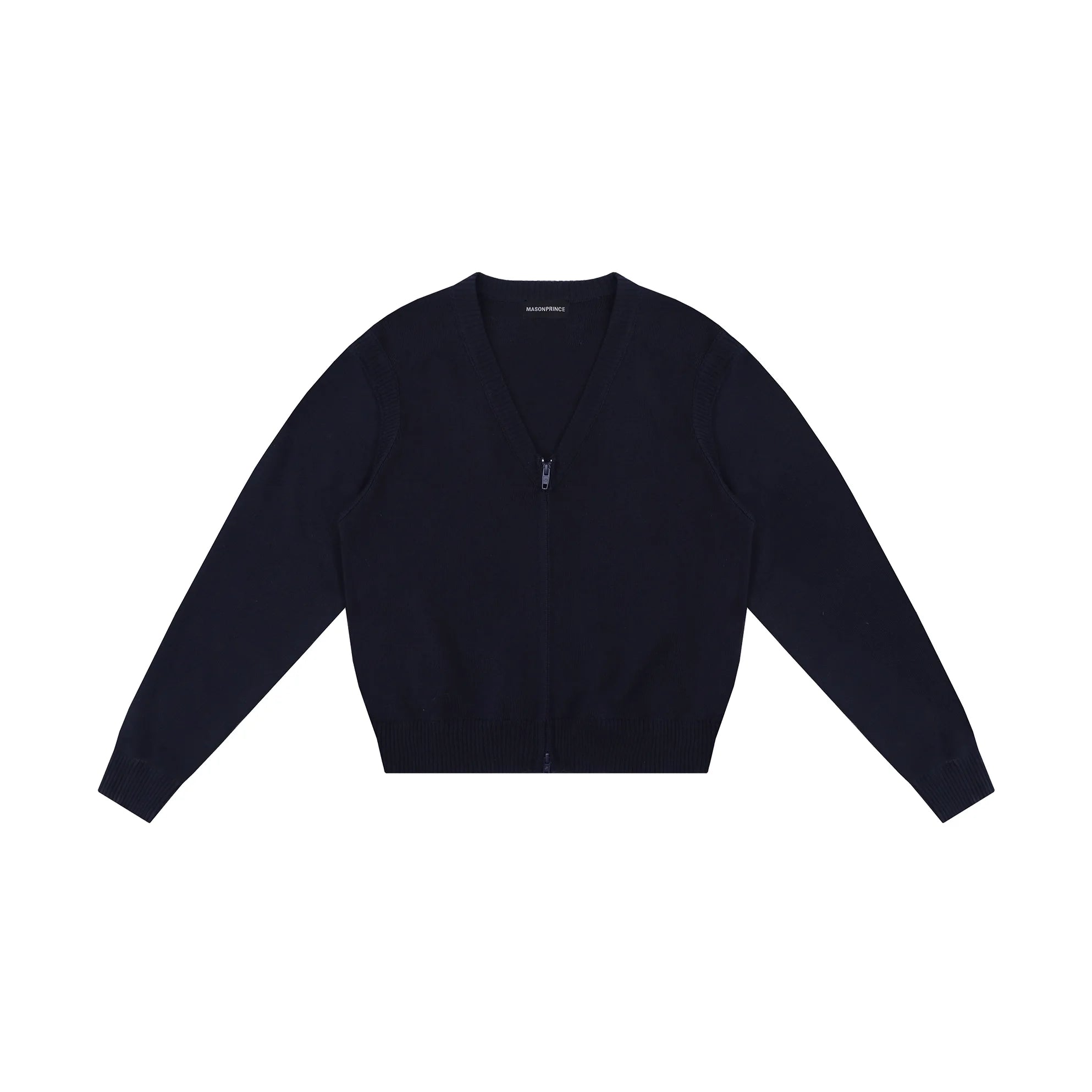 MASONPRINCE Washed Wool V-Neck Zip Cardigan