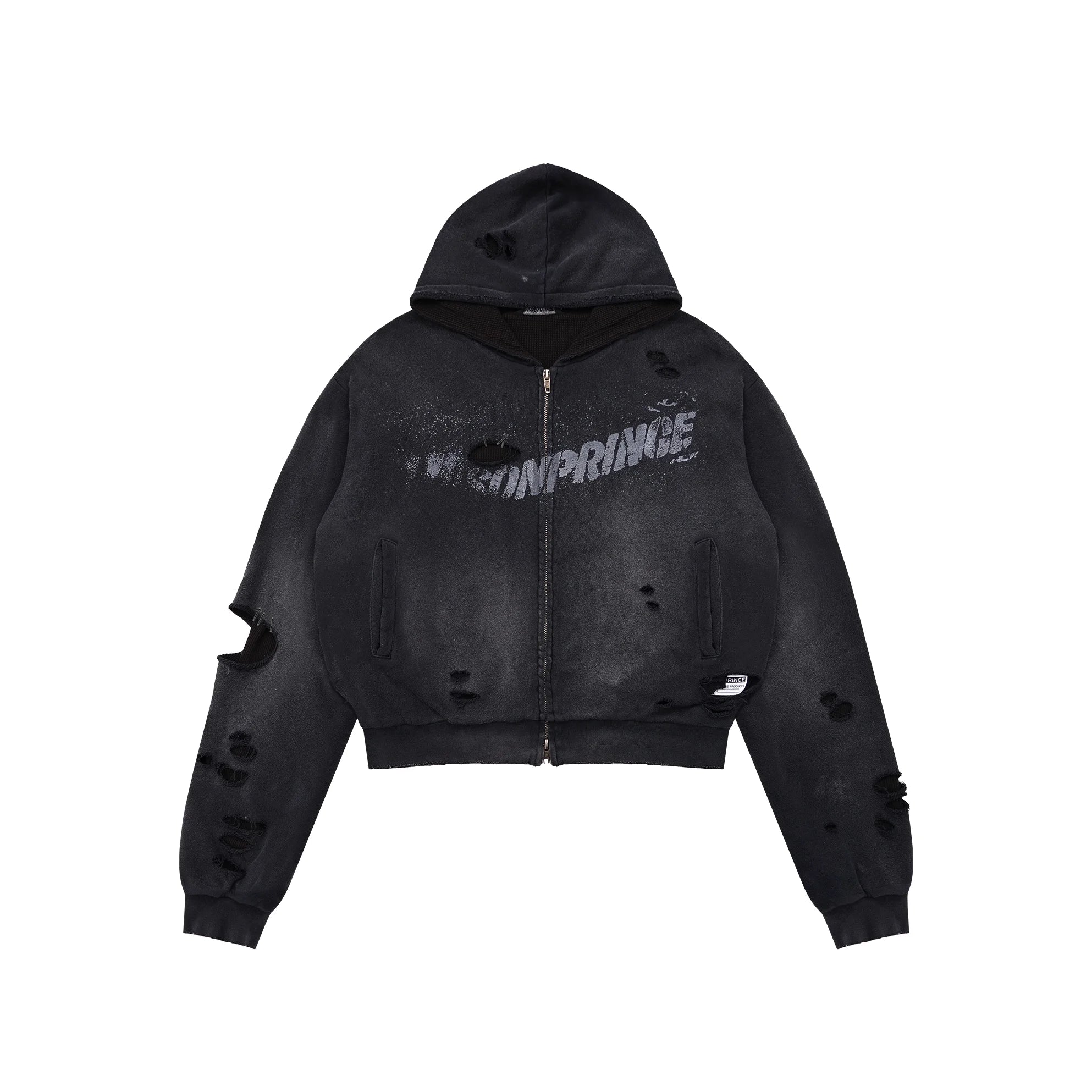 MASONPRINCE Double-Layer Distressed Zip Hoodie and Wide-Leg Pants Set