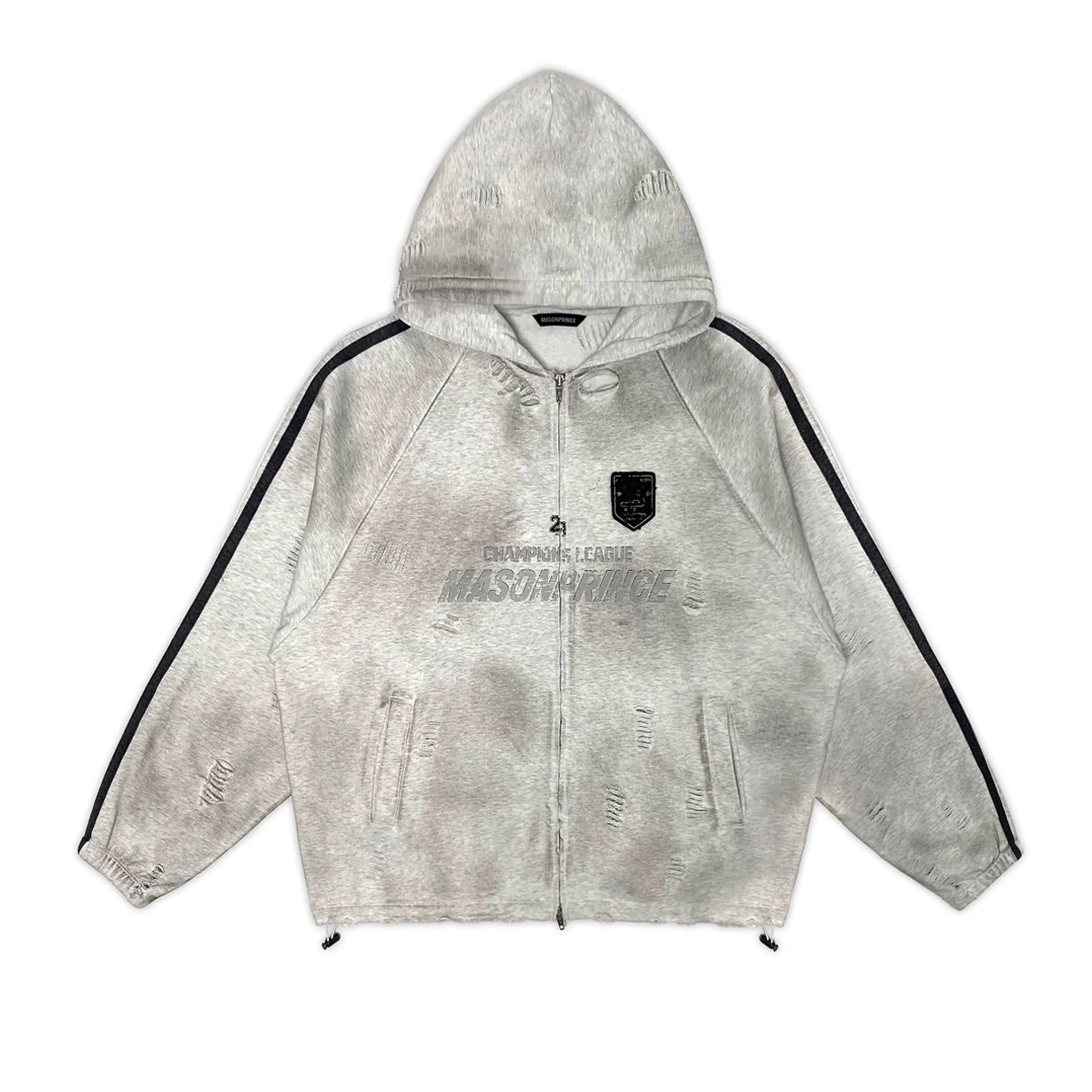 MASONPRINCE Vintage Distressed Double-Zip Multi-Fit Hoodie Cardigan