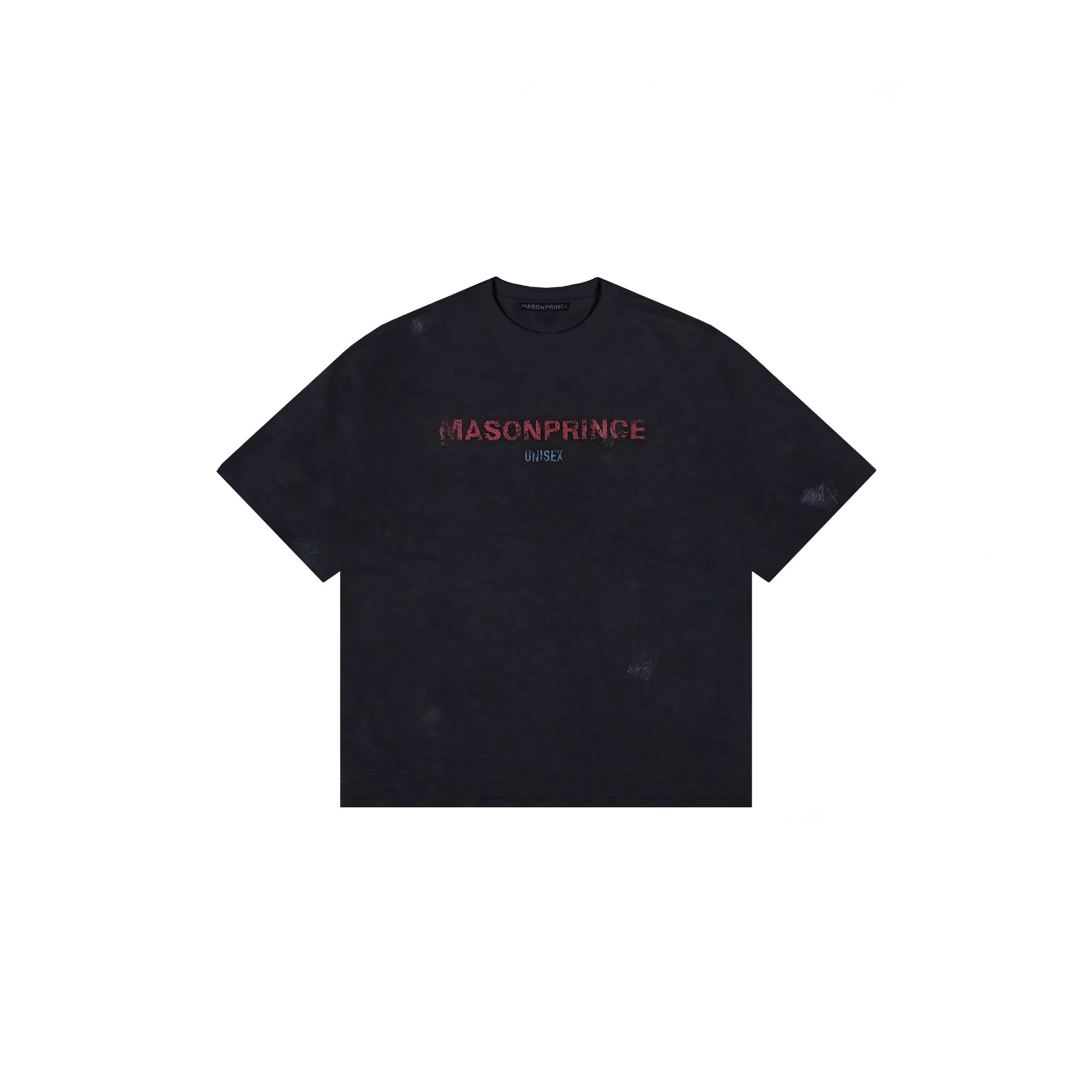MASONPRINCE Distressed Black Streetwear Set with Red Print