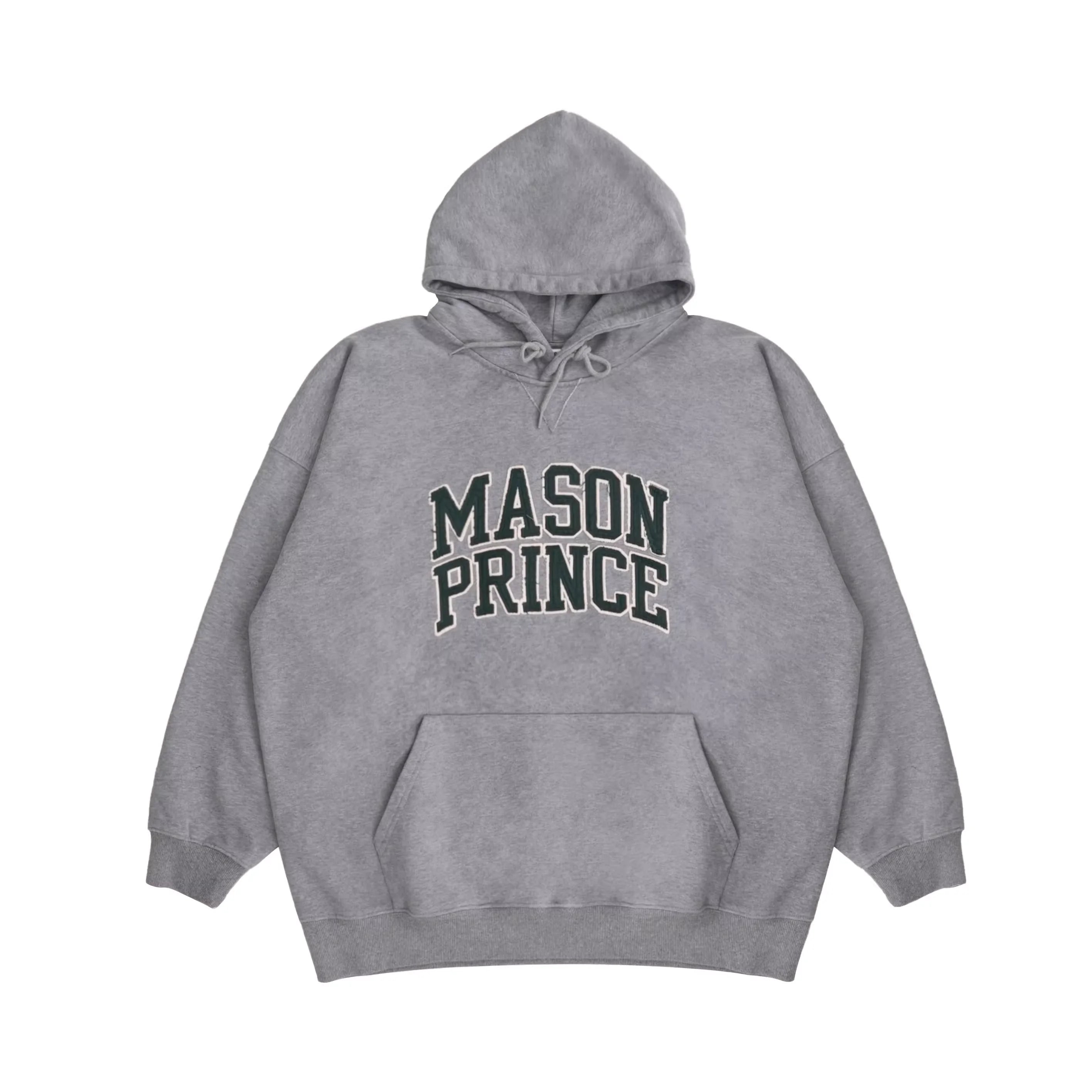 MASONPRINCE Men's Retro Patch Embroidery Hooded Sweatshirt