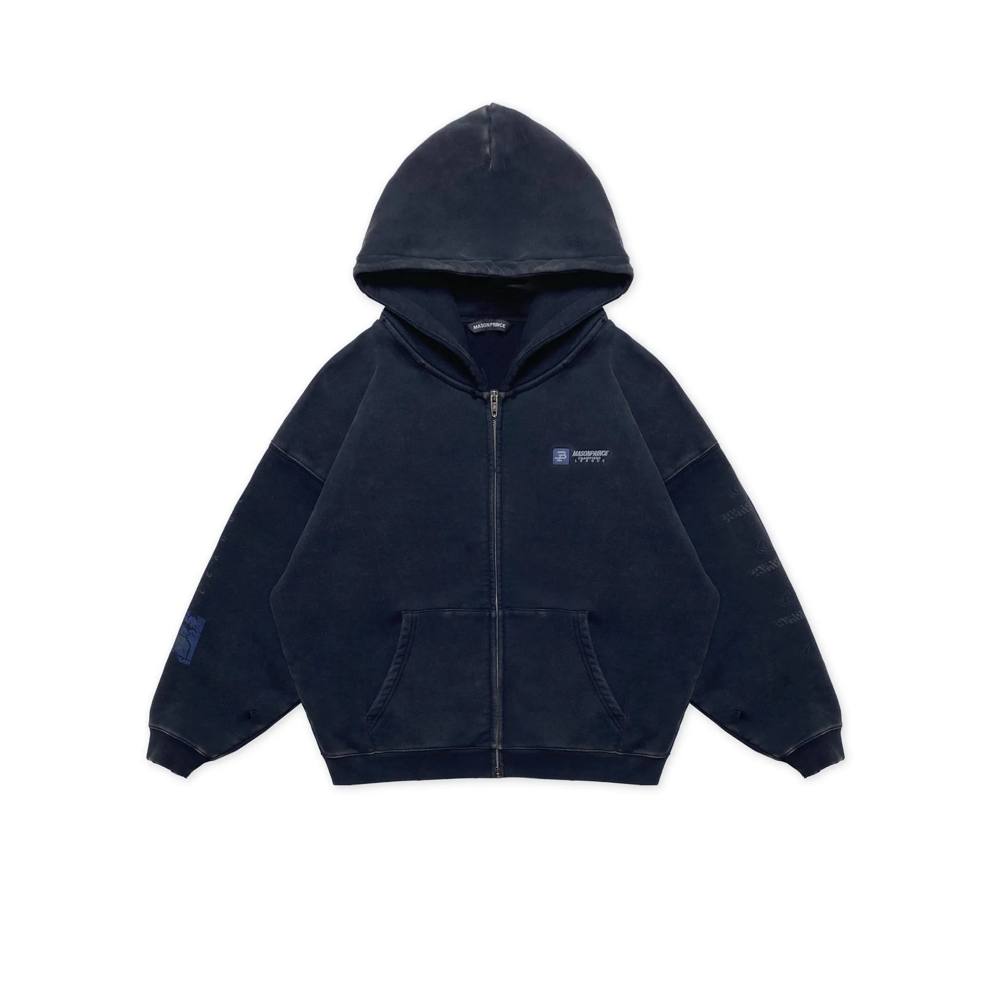 MASONPRINCE Distressed Deep Navy Zip Hoodie and Sweatpants Set