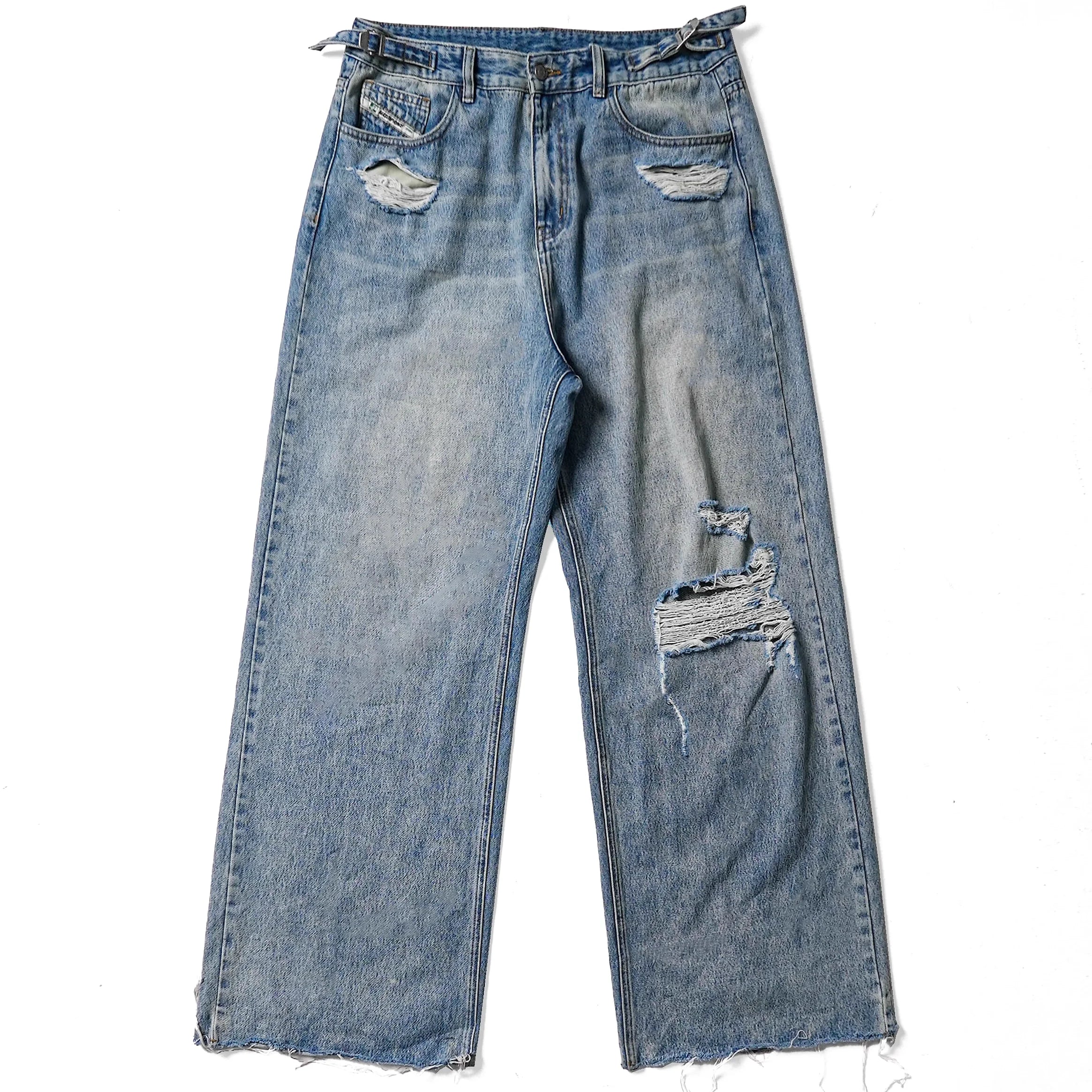 MASONPRINCE Women's Black Distressed Wide-Leg Jeans