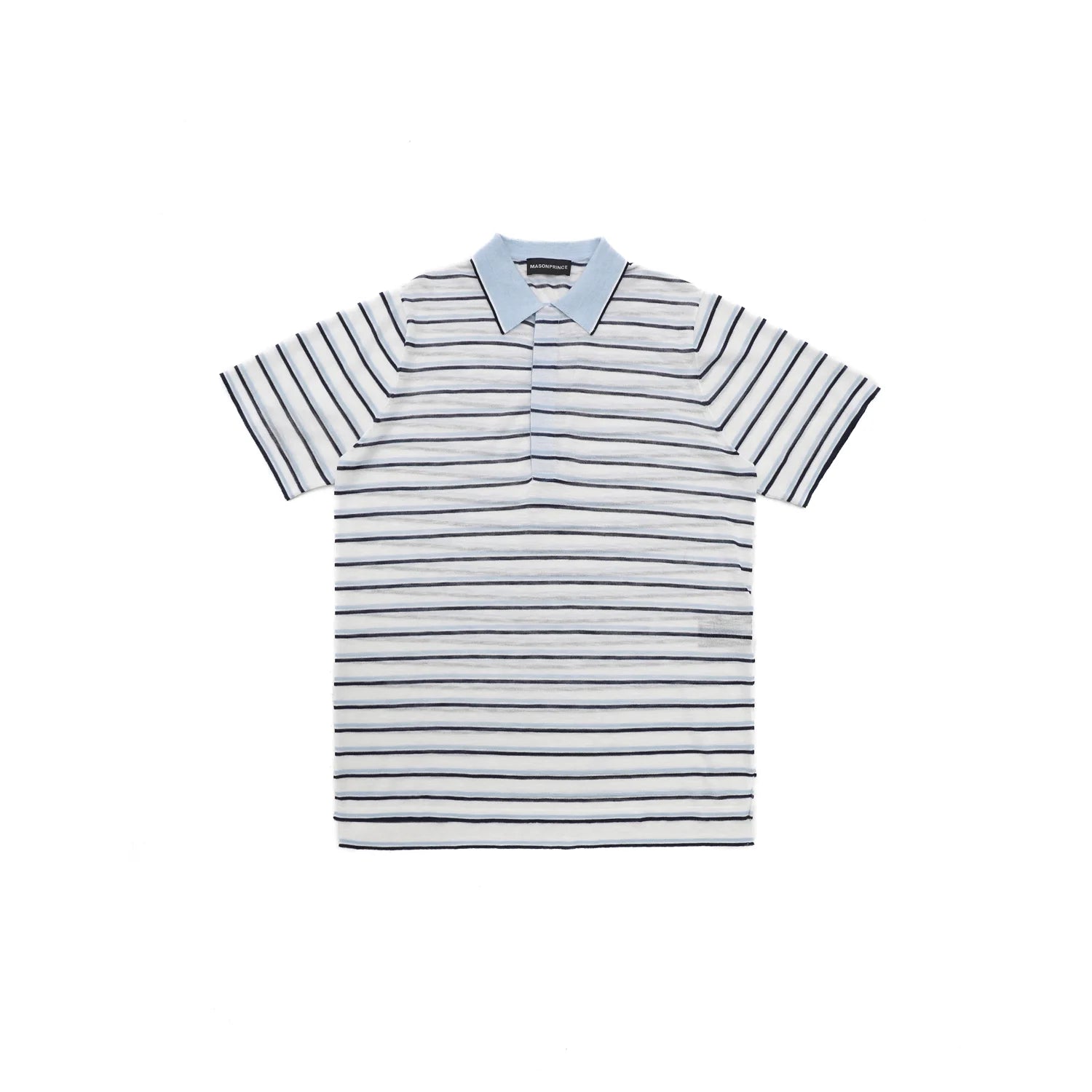 MASONPRINCE Tencel Linen Striped Polo Shirt