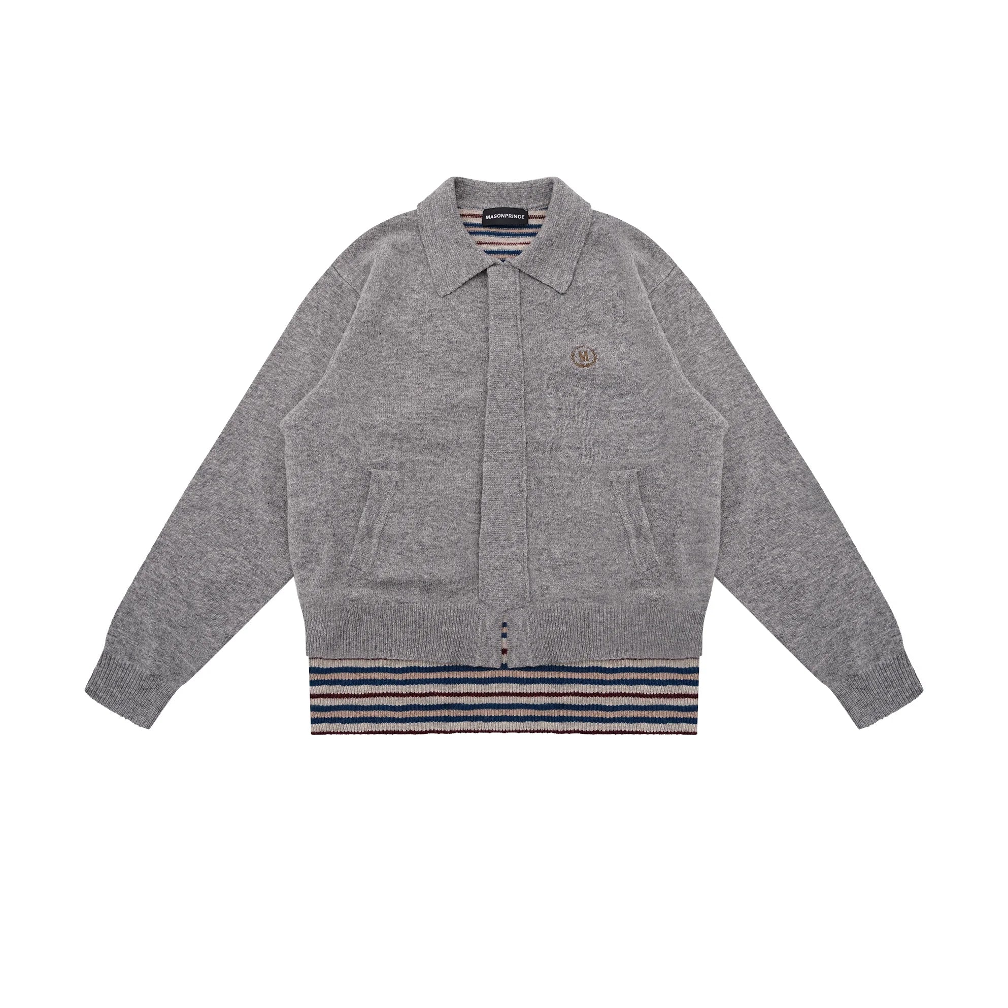 MASONPRINCE Men's Two-in-One Colorblock Knit Polo Sweater