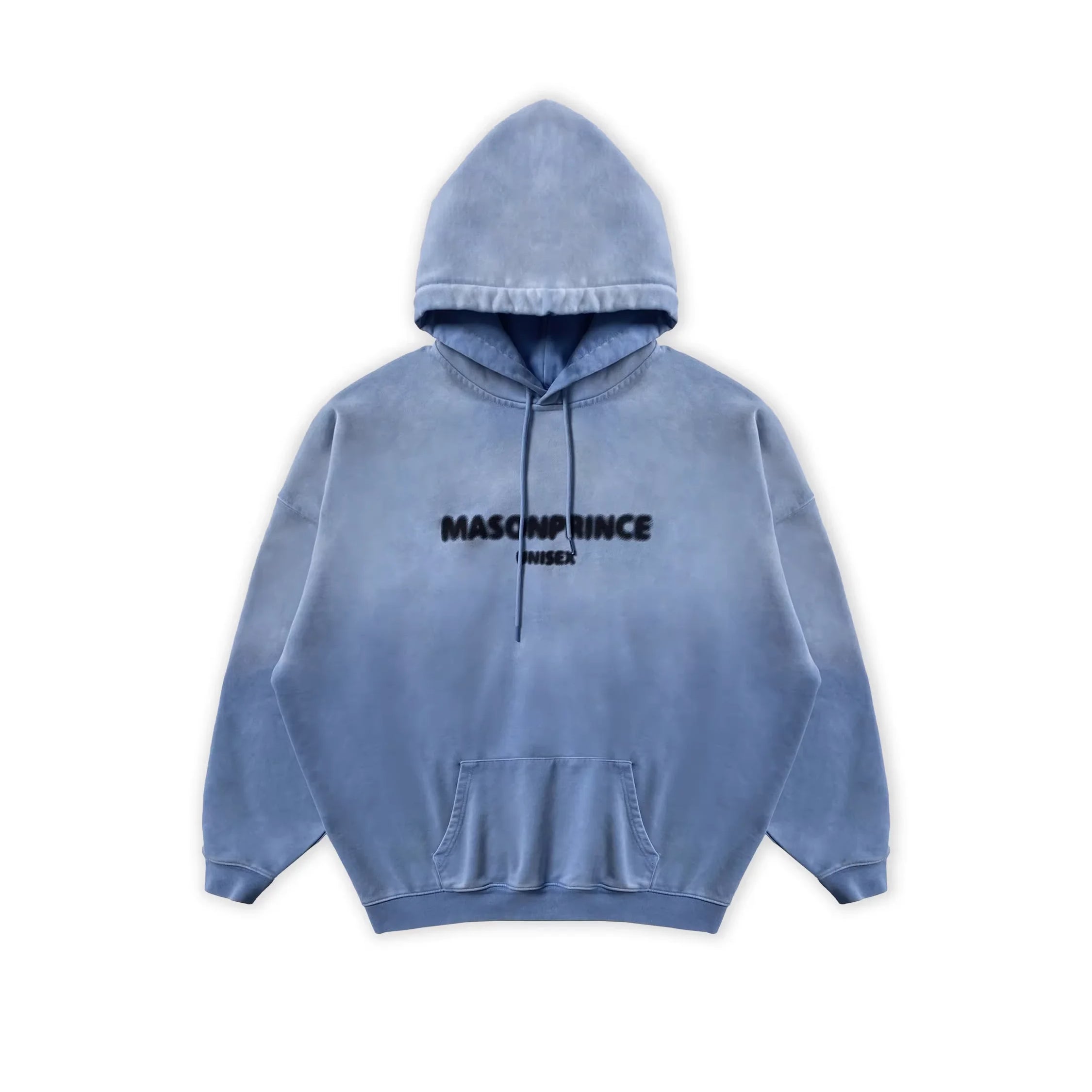 MASONPRINCE Men's Glacier Blue Gradient Hoodie with Bold Chest Print