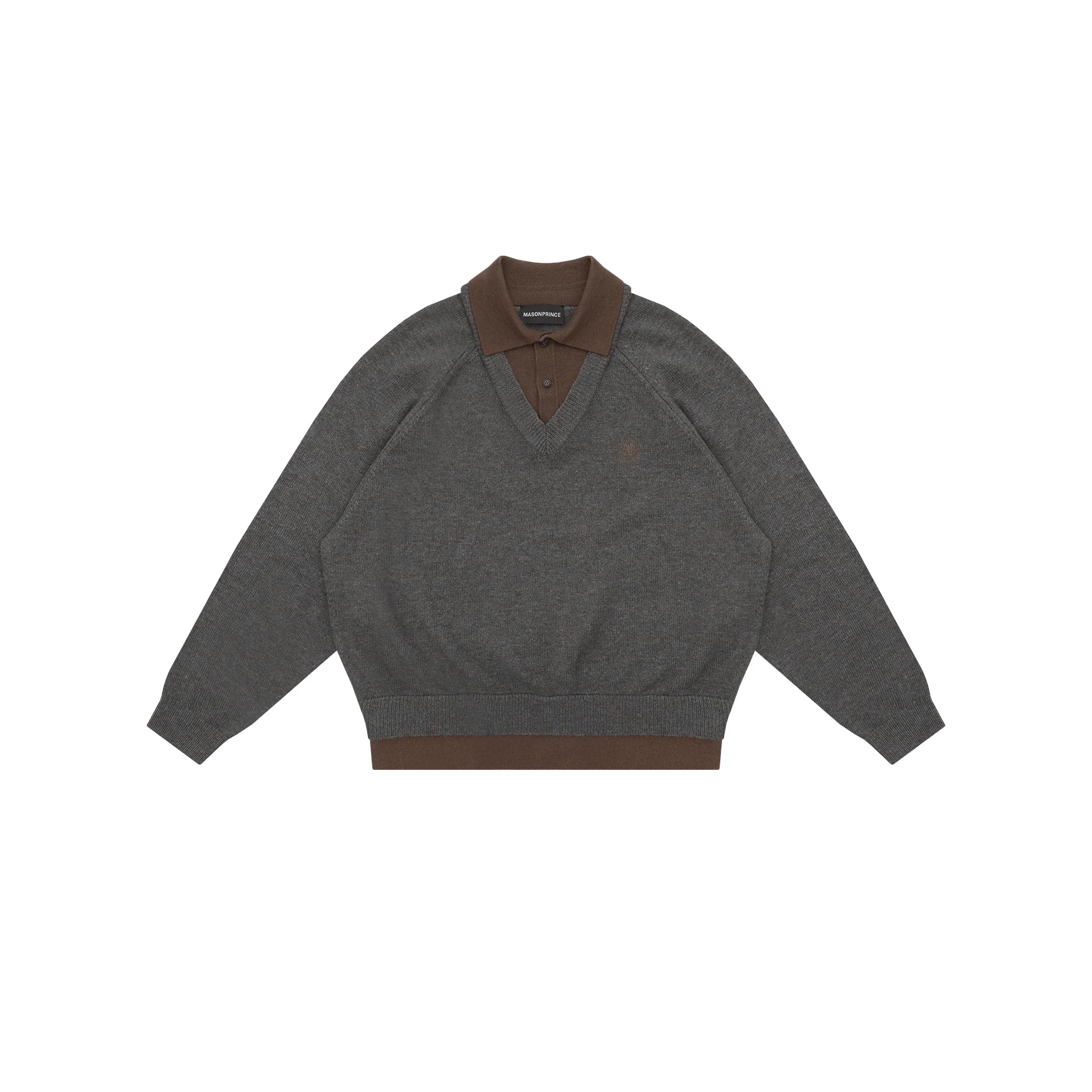 MASONPRINCE Colorblock Faux Layered Polo Sweater