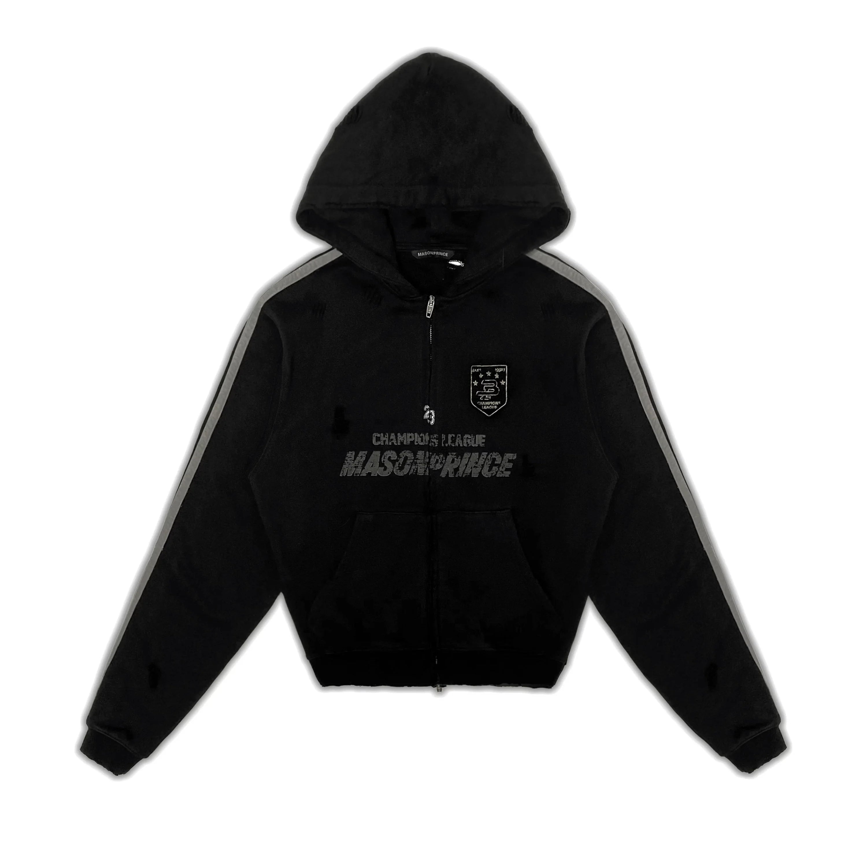 MASONPRINCE Vintage Distressed Double-Zip Multi-Fit Hoodie Cardigan