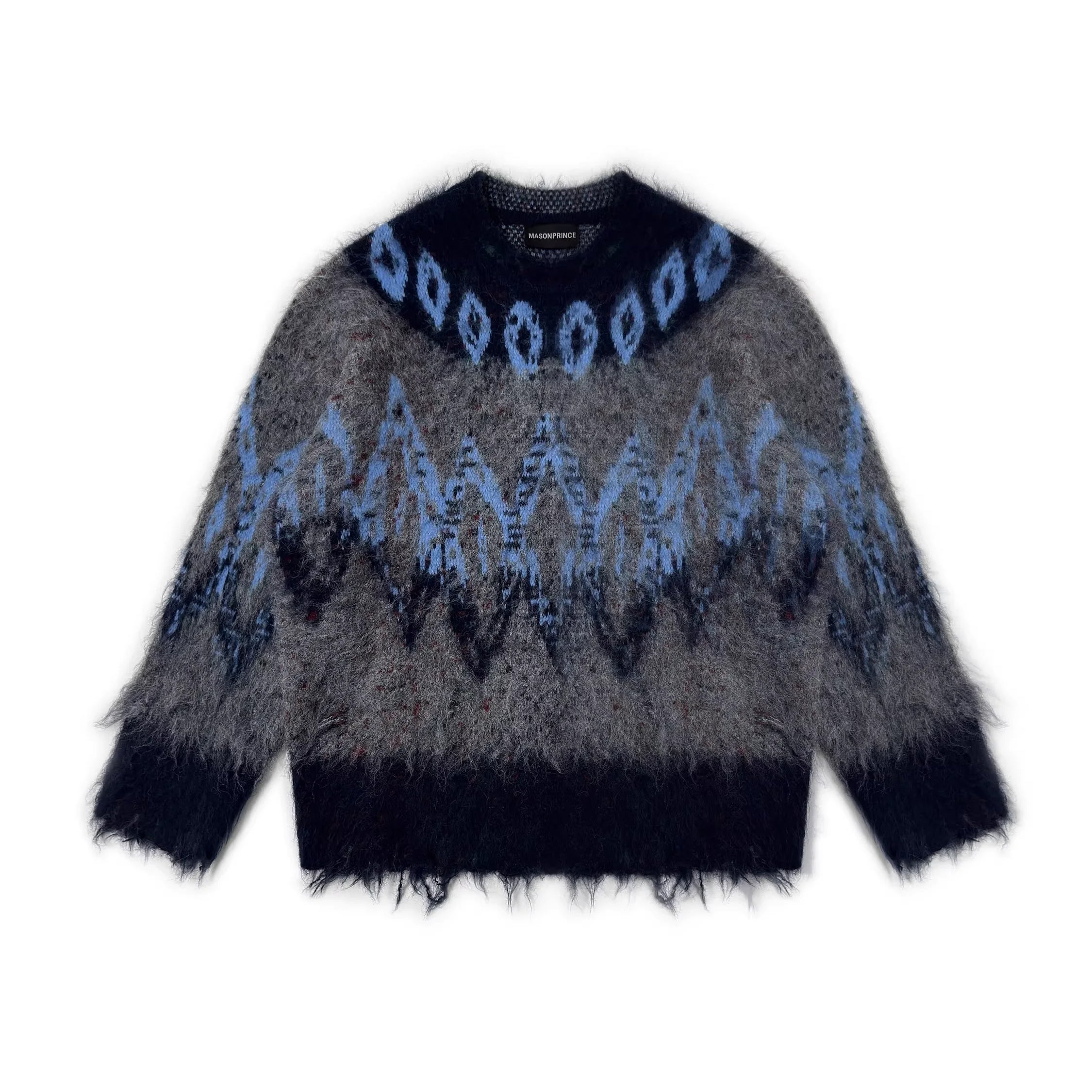 MASONPRINCE Snowflake Fleece Knit Cardigan with Distressed Hem for Women