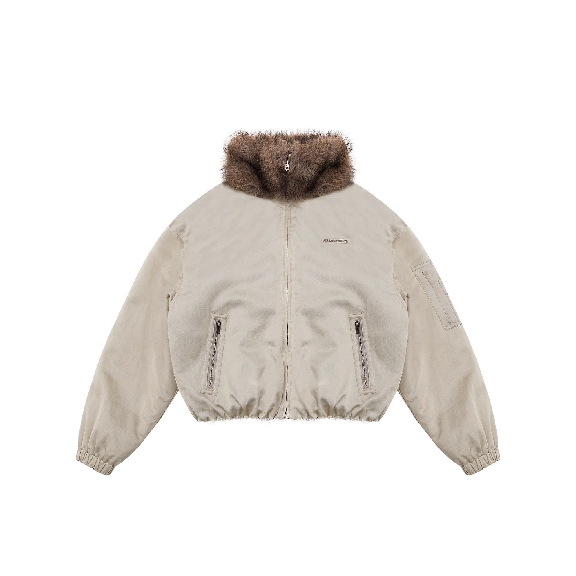 MASONPRINCE Men's Winter Fur Collar Cocoon Bomber Jacket