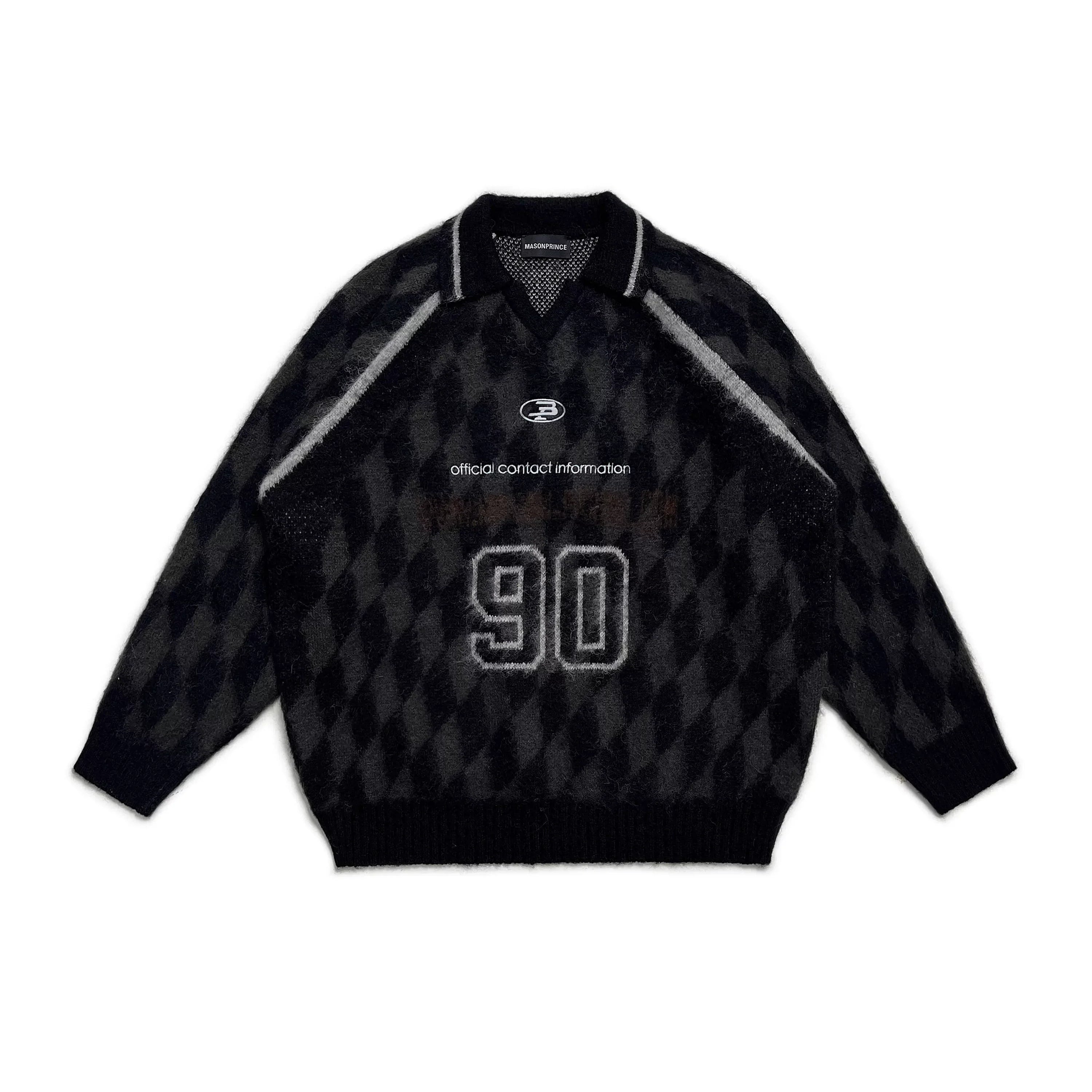 MASONPRINCE 90s Retro Argyle Polo Sweater Vest for Men