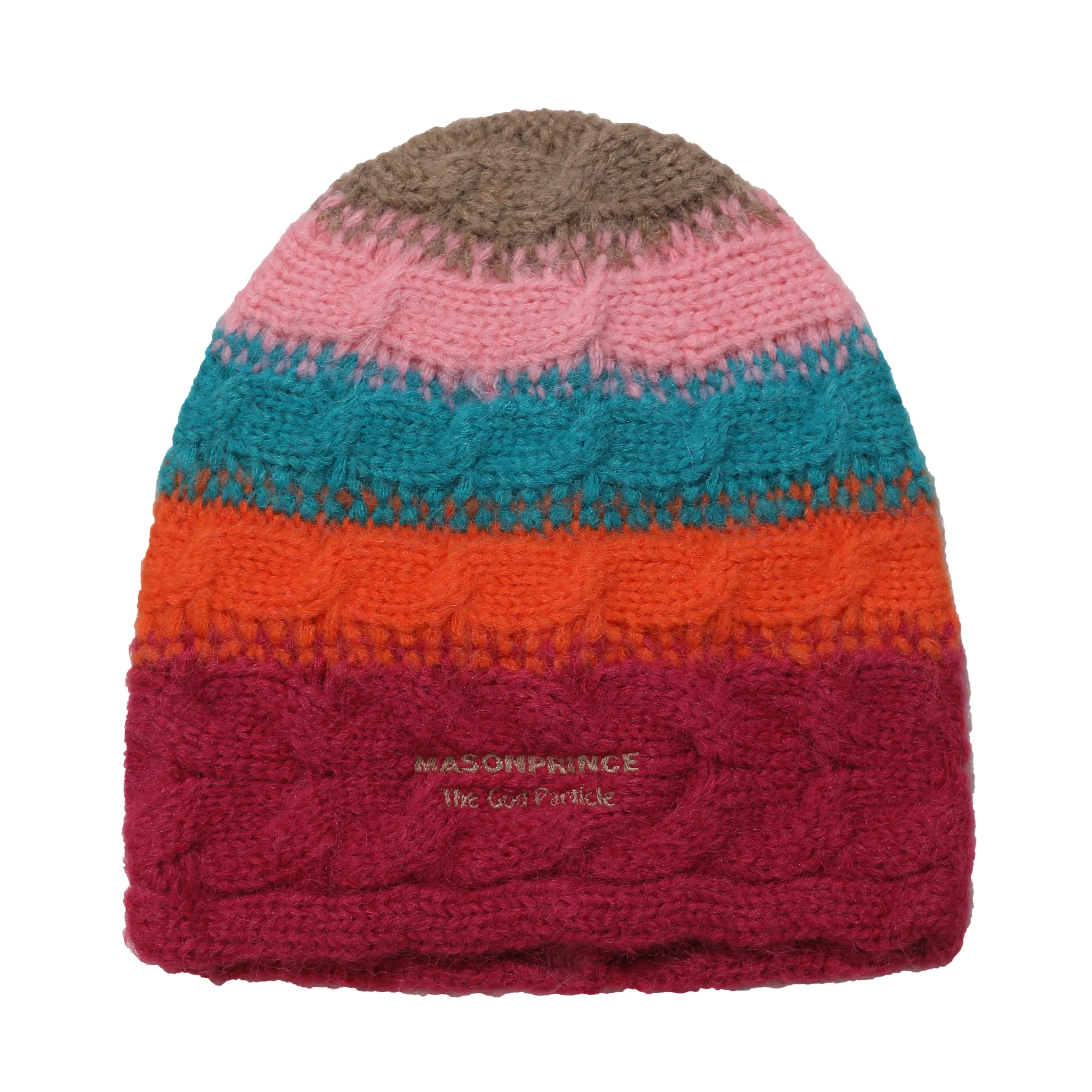 MASONPRINCE Gradient Striped Fuzzy Knit Beanie