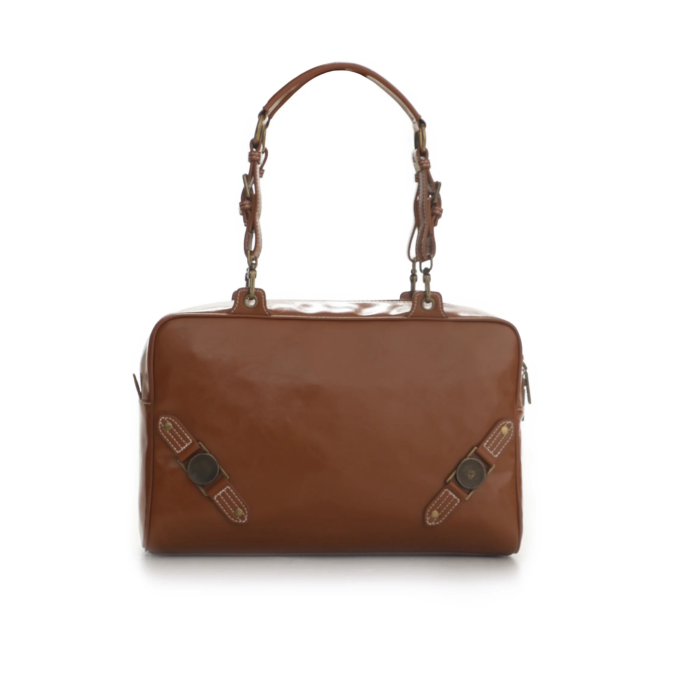 MASONPRINCE Oil Wax Leather Crossbody Shoulder Bag with Metal Accents